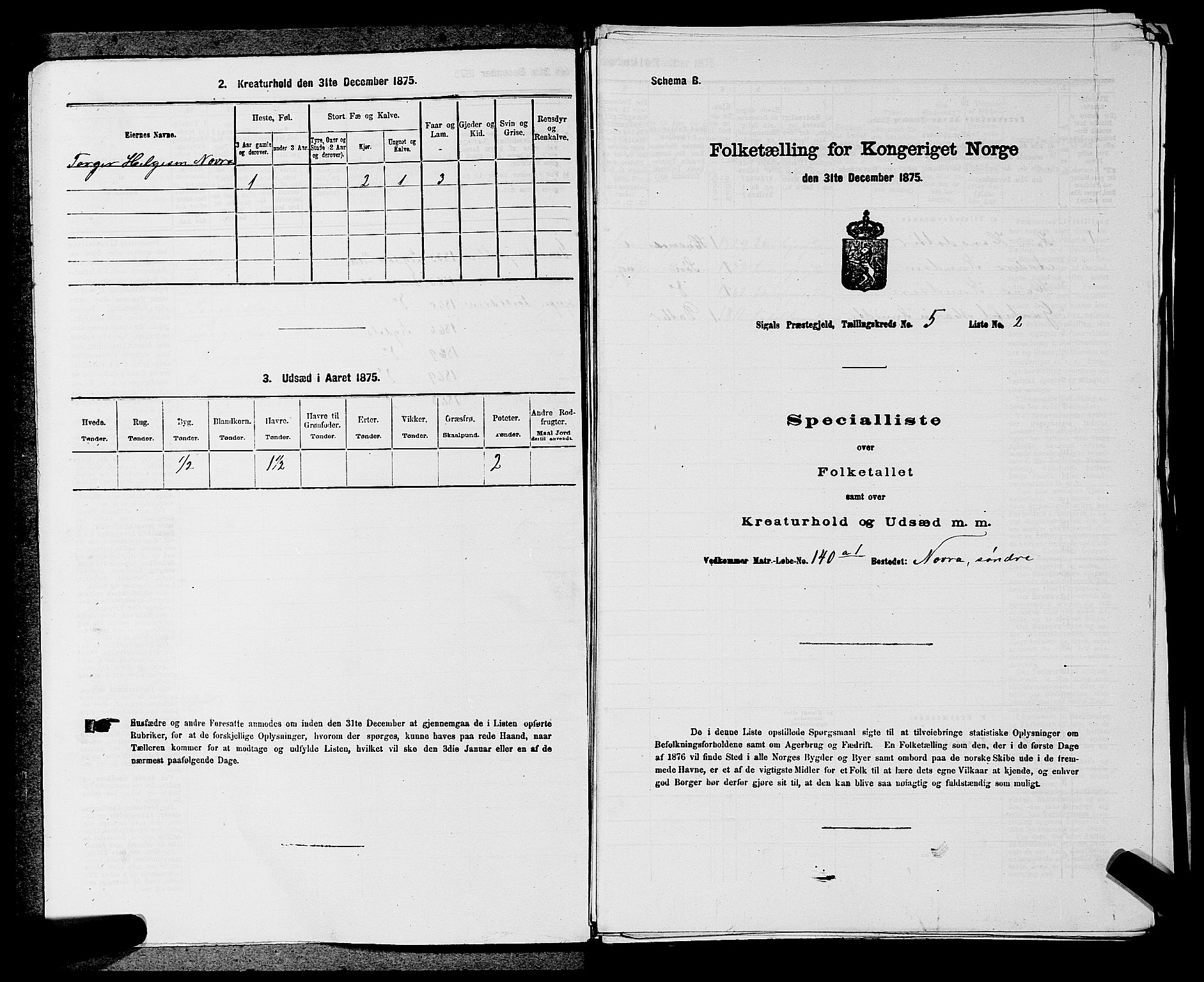 SAKO, 1875 census for 0621P Sigdal, 1875, p. 715