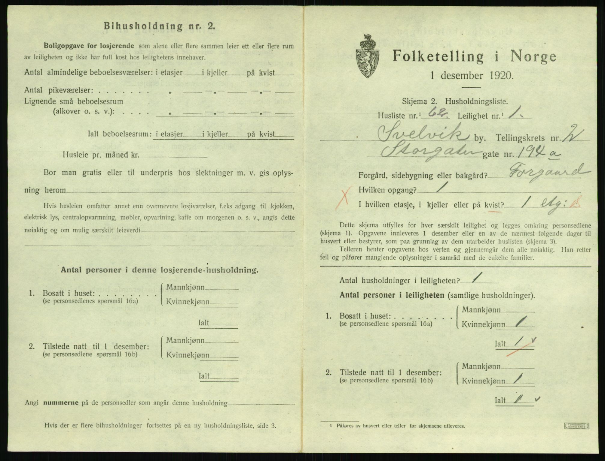 SAKO, 1920 census for Svelvik, 1920, p. 1027