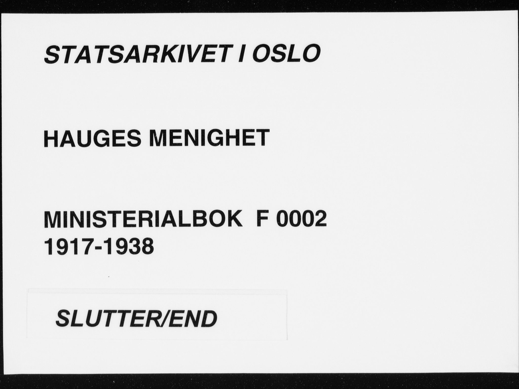 Hauge prestekontor Kirkebøker, AV/SAO-A-10849/F/Fa/L0002: Parish register (official) no. 2, 1917-1938