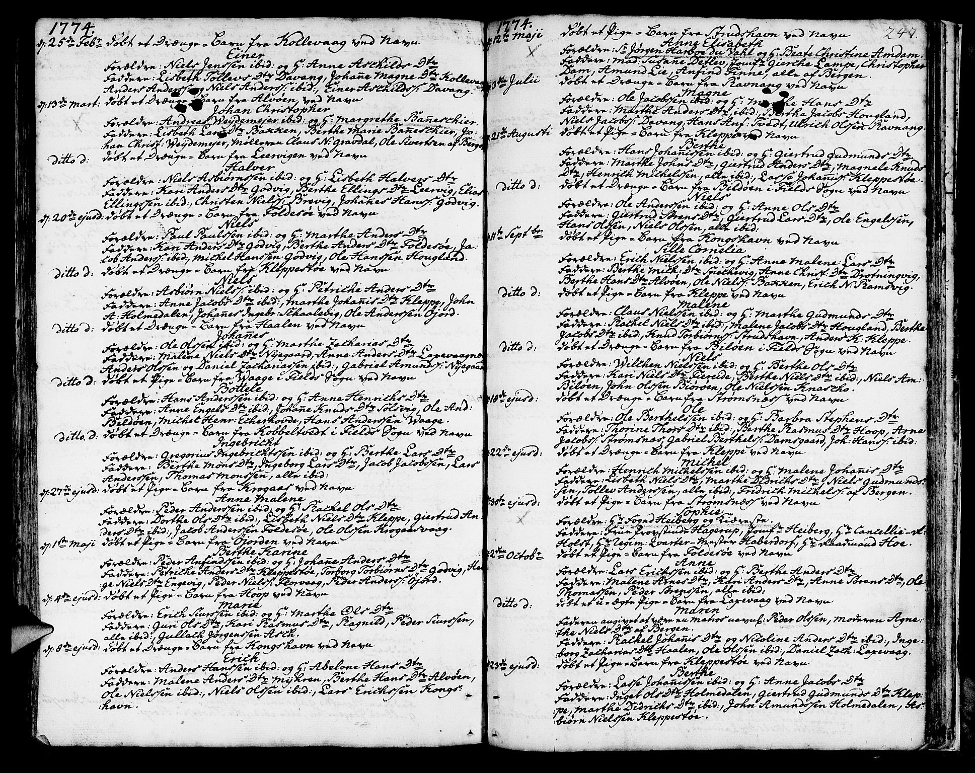 Askøy Sokneprestembete, AV/SAB-A-74101/H/Ha/Haa/Haaa/L0001: Parish register (official) no. A 1, 1742-1818, p. 247