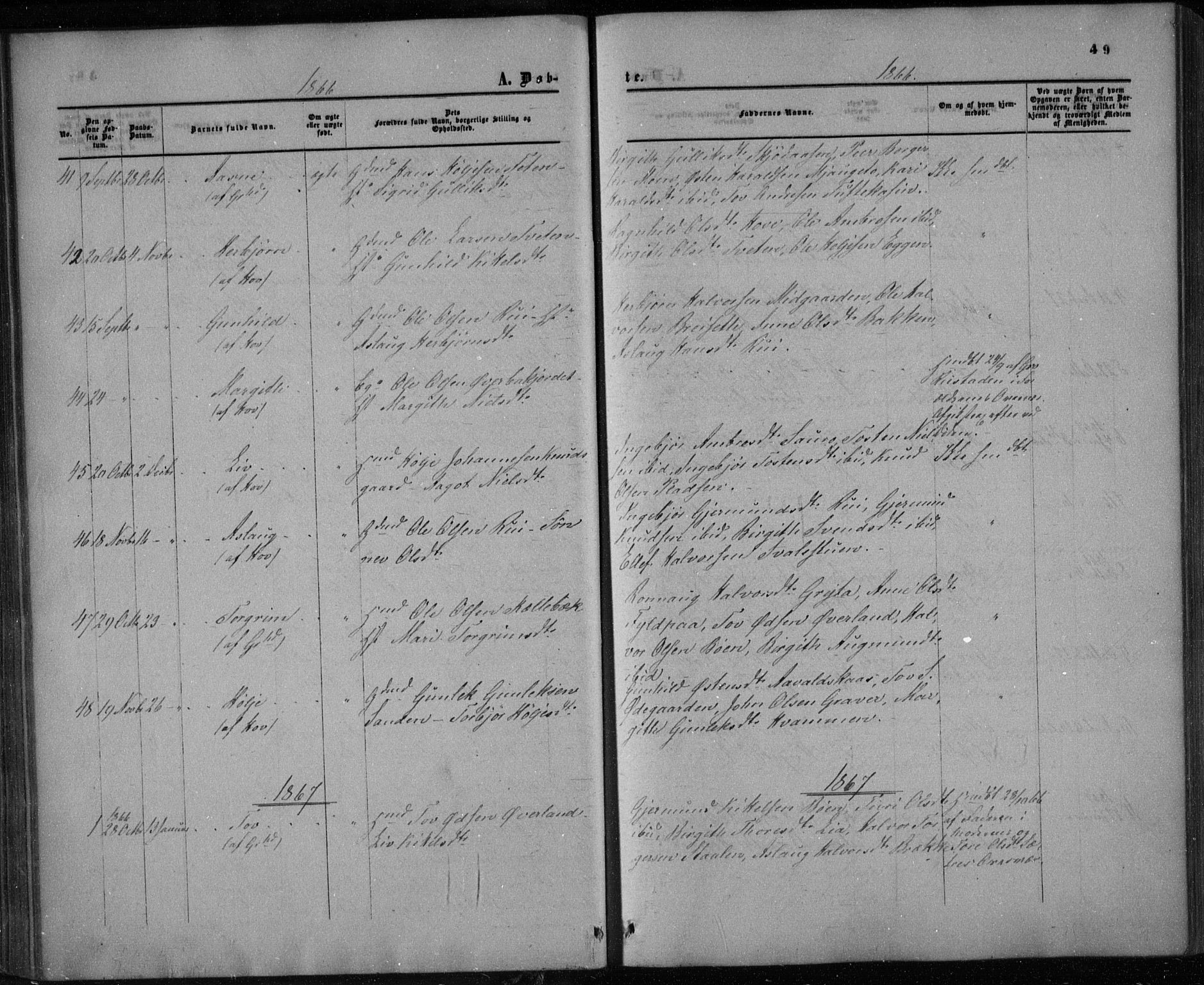 Gransherad kirkebøker, AV/SAKO-A-267/F/Fa/L0003: Parish register (official) no. I 3, 1859-1870, p. 49