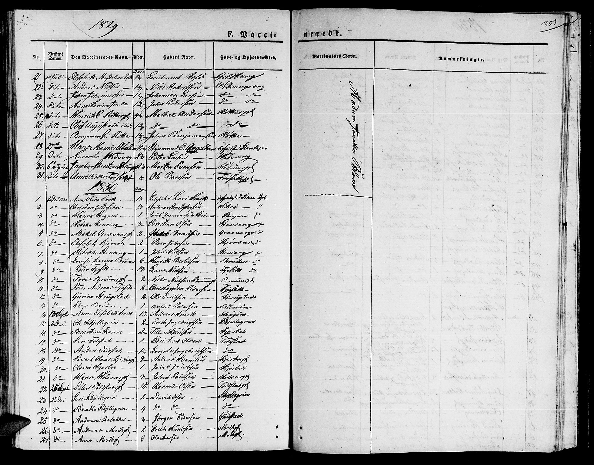 Ministerialprotokoller, klokkerbøker og fødselsregistre - Nord-Trøndelag, AV/SAT-A-1458/735/L0336: Parish register (official) no. 735A05 /1, 1825-1835, p. 303