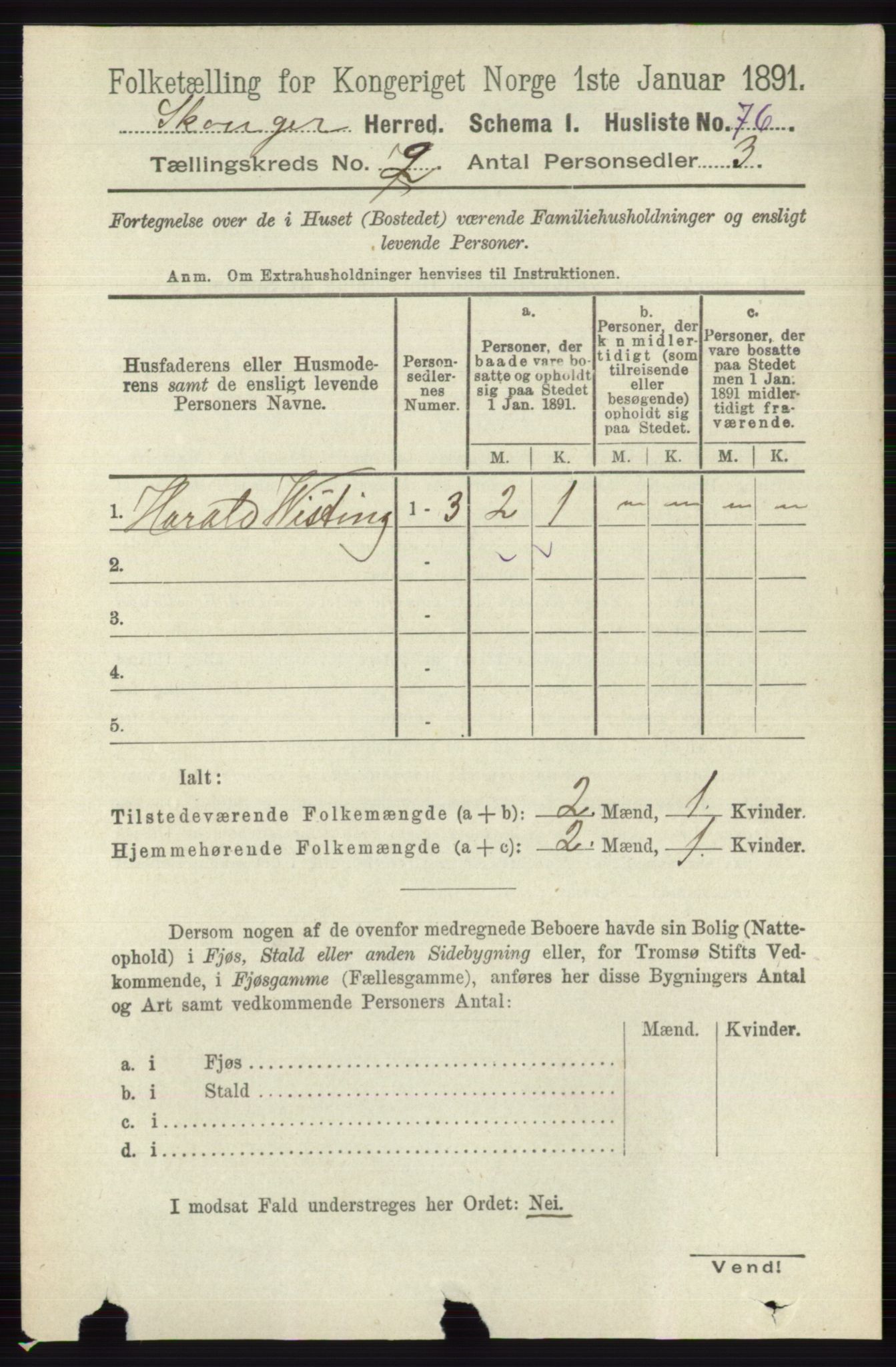 RA, 1891 census for 0712 Skoger, 1891, p. 851