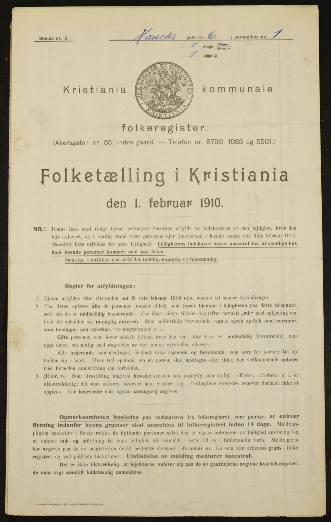 OBA, Municipal Census 1910 for Kristiania, 1910, p. 33373