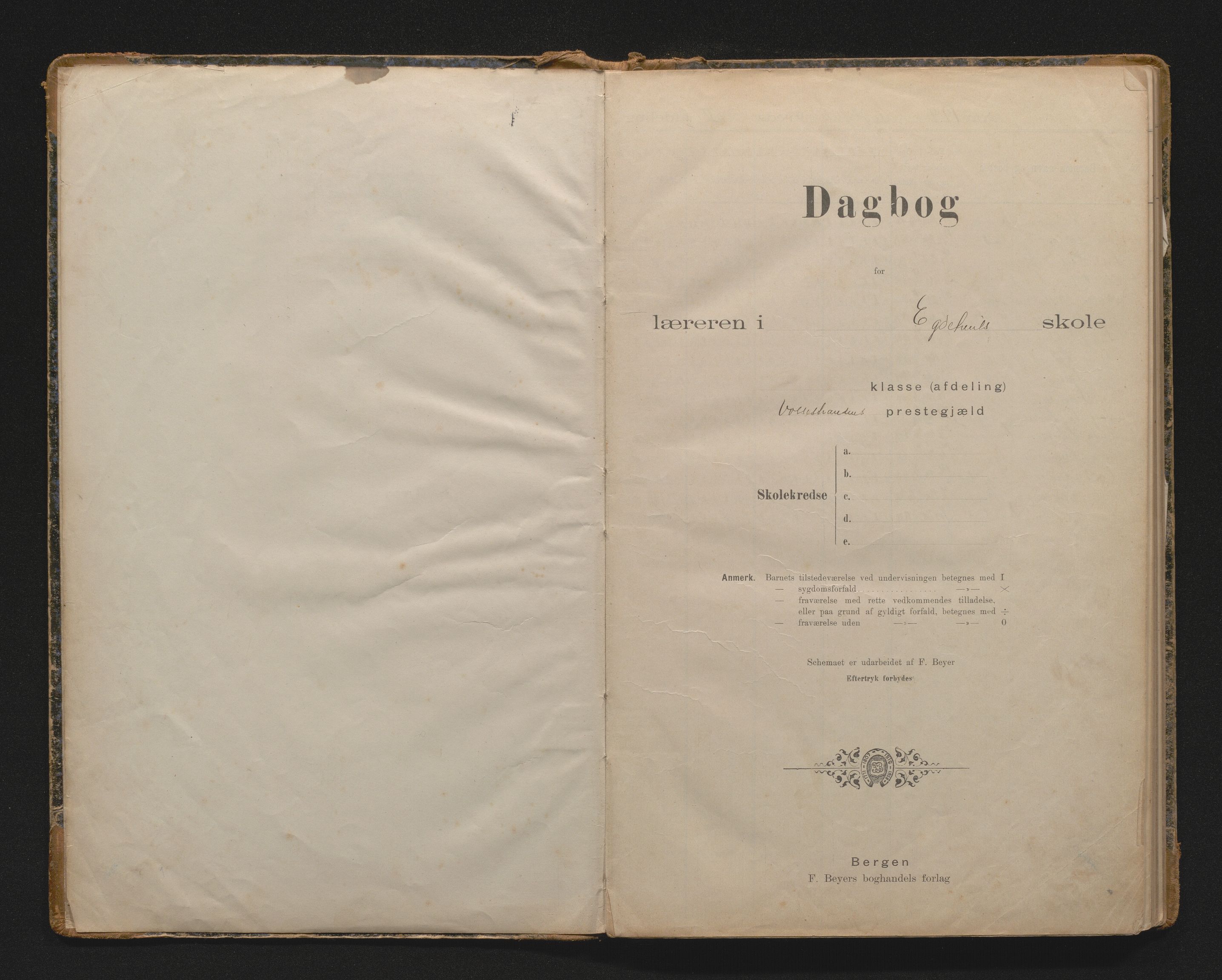 Vossestrand kommune. Barneskulane , IKAH/1236-231/G/Ge/L0003: Dagbok for Egdetveit skule, 1904-1919