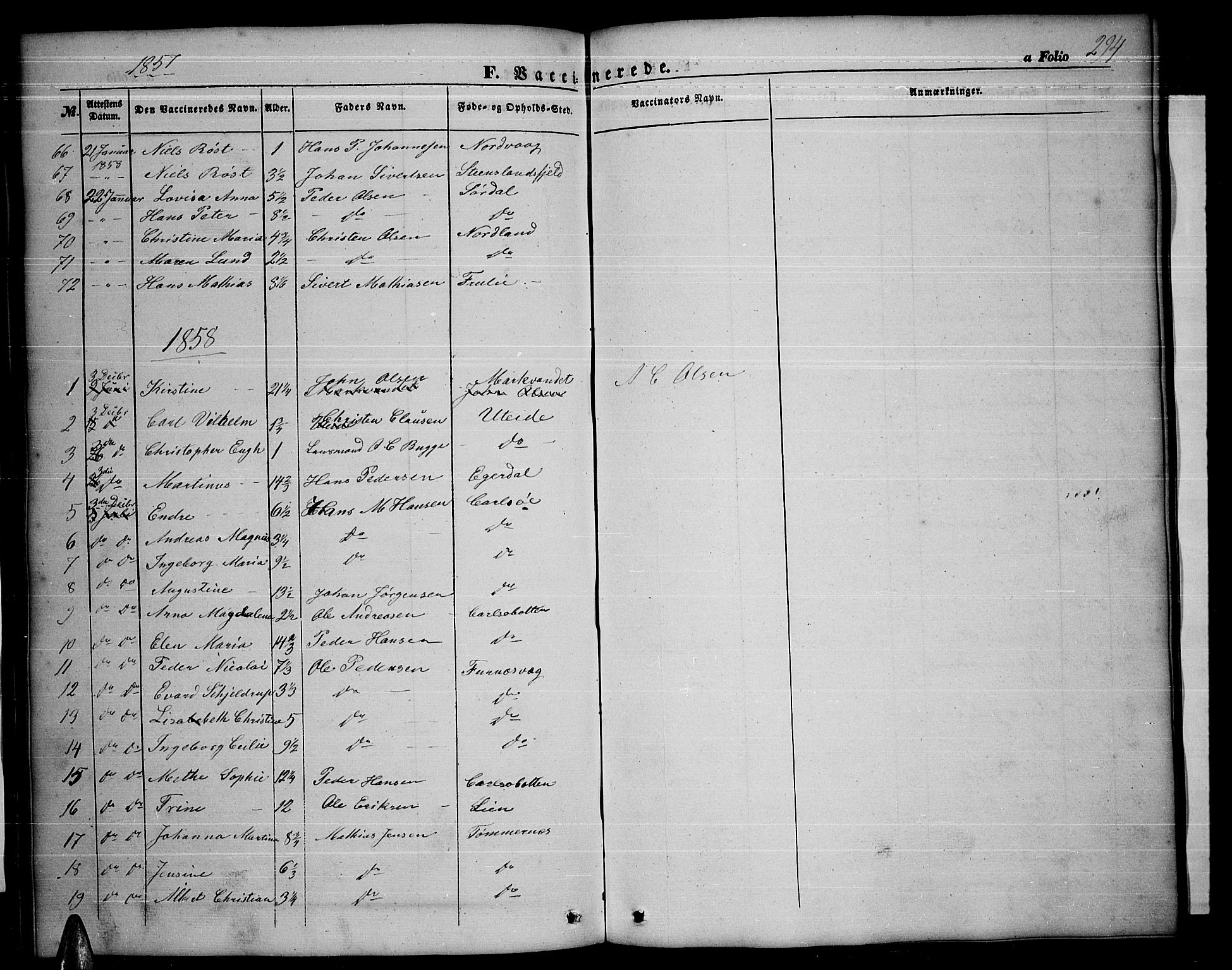 Ministerialprotokoller, klokkerbøker og fødselsregistre - Nordland, AV/SAT-A-1459/859/L0857: Parish register (copy) no. 859C03, 1854-1873, p. 294