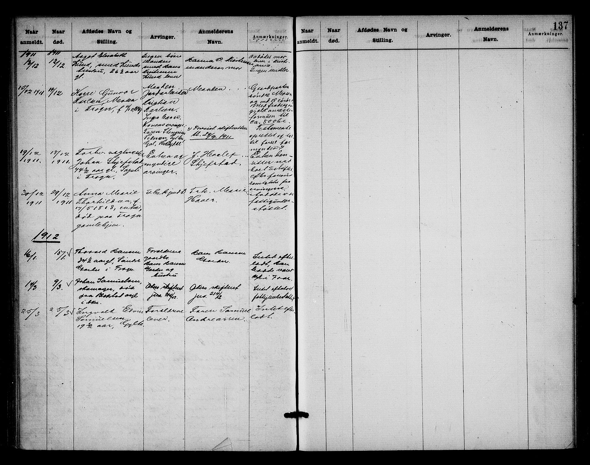 Follo sorenskriveri, AV/SAO-A-10274/H/Ha/Hac/L0001: Dødsanmeldelsesprotokoll, 1862-1912, p. 136b-137a