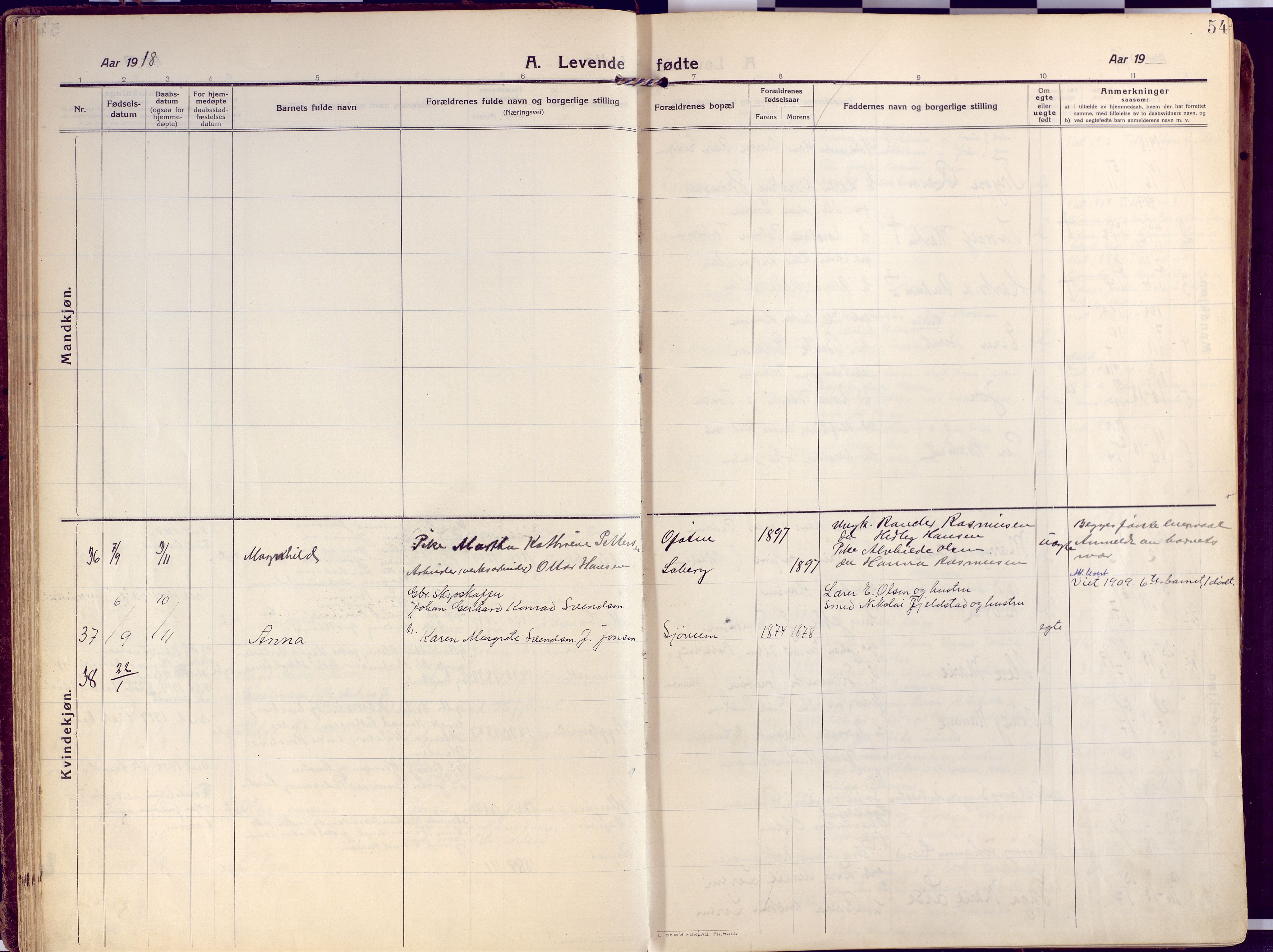 Salangen sokneprestembete, SATØ/S-1324/H/Ha/L0004kirke: Parish register (official) no. 4, 1912-1927, p. 54