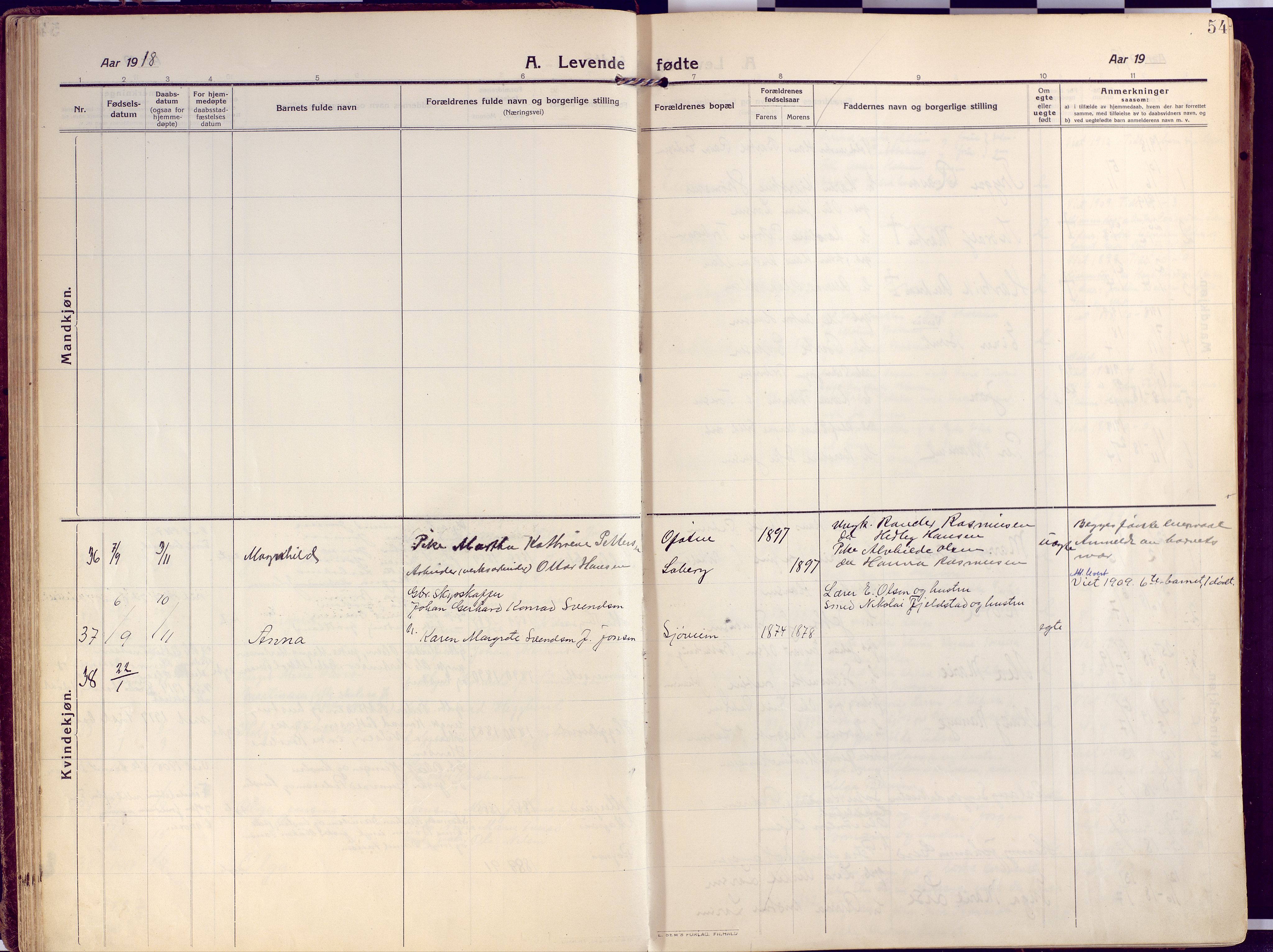 Salangen sokneprestembete, AV/SATØ-S-1324/H/Ha/L0004kirke: Parish register (official) no. 4, 1912-1927, p. 54