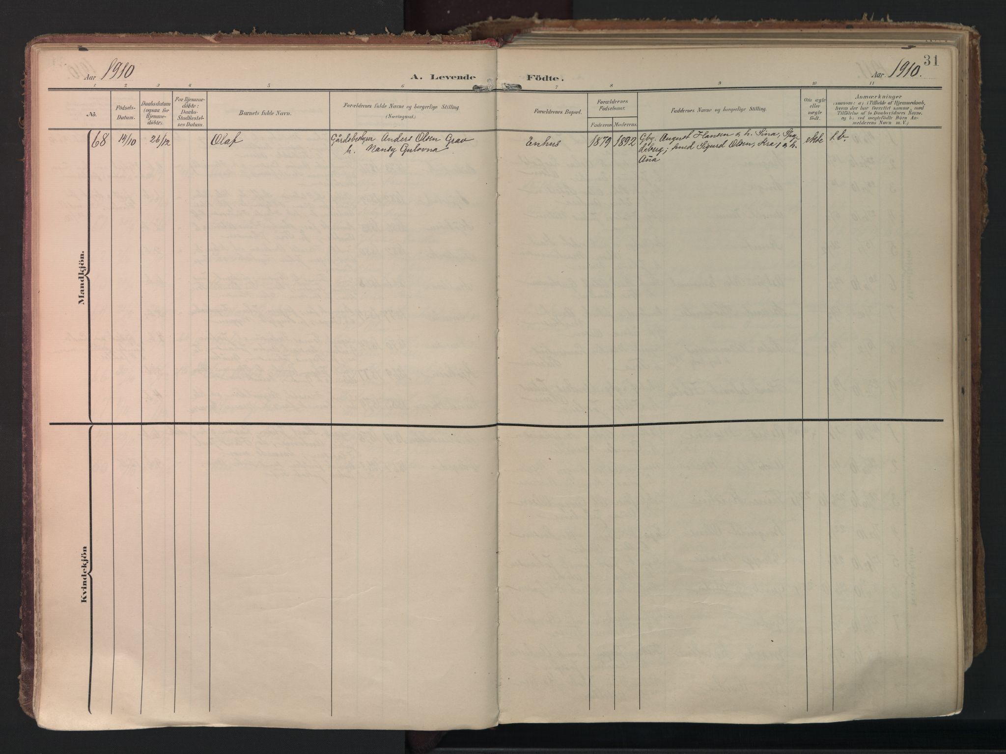 Kråkerøy prestekontor Kirkebøker, SAO/A-10912/F/Fa/L0003: Parish register (official) no. 3, 1908-1937, p. 31