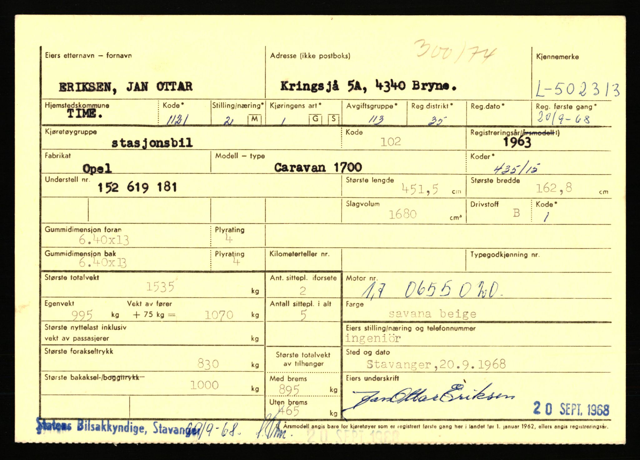 Stavanger trafikkstasjon, AV/SAST-A-101942/0/F/L0077: L-500000 - L-502999, 1930-1971, p. 1613