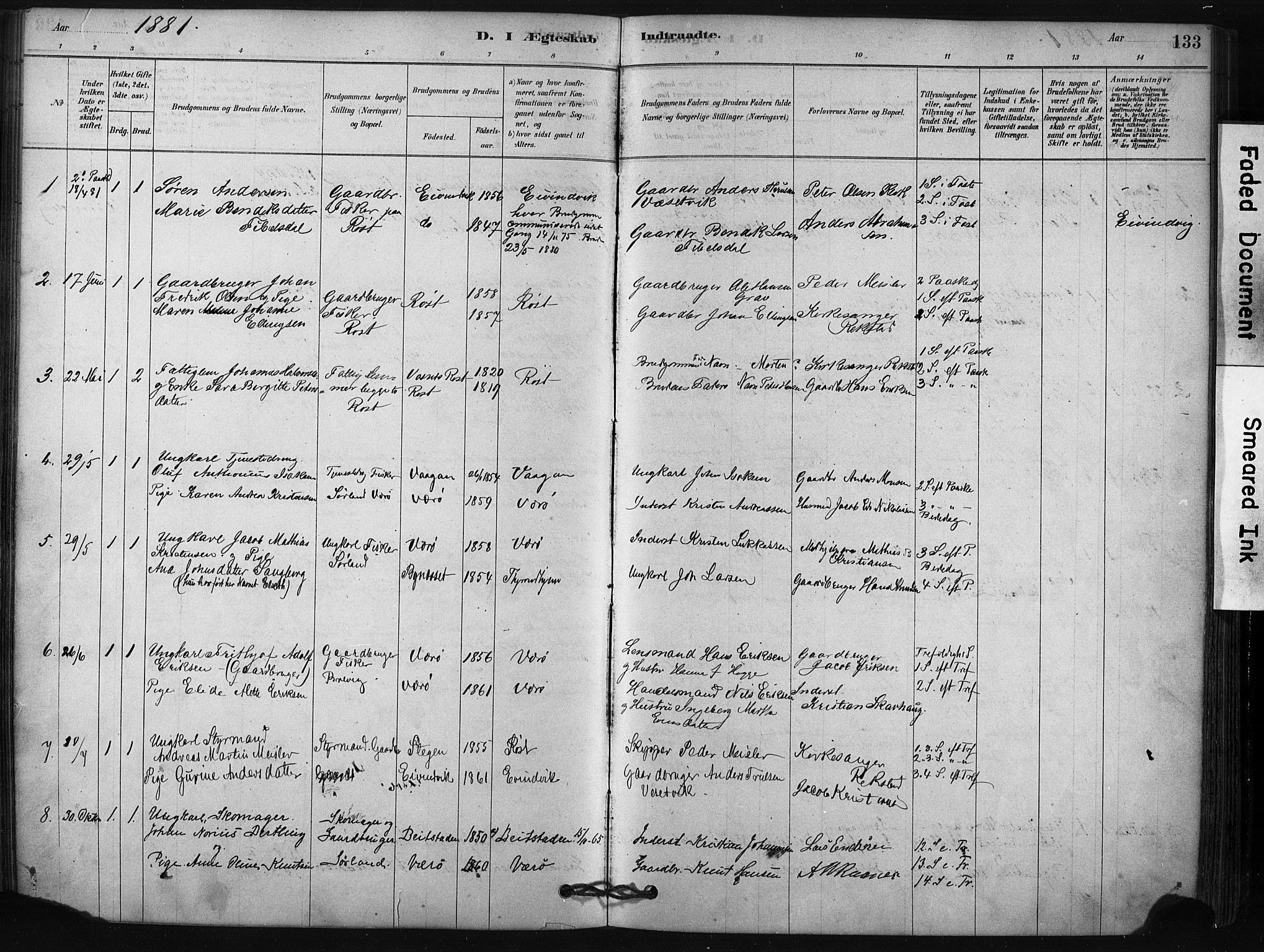 Ministerialprotokoller, klokkerbøker og fødselsregistre - Nordland, SAT/A-1459/807/L0122: Parish register (official) no. 807A05, 1880-1902, p. 133