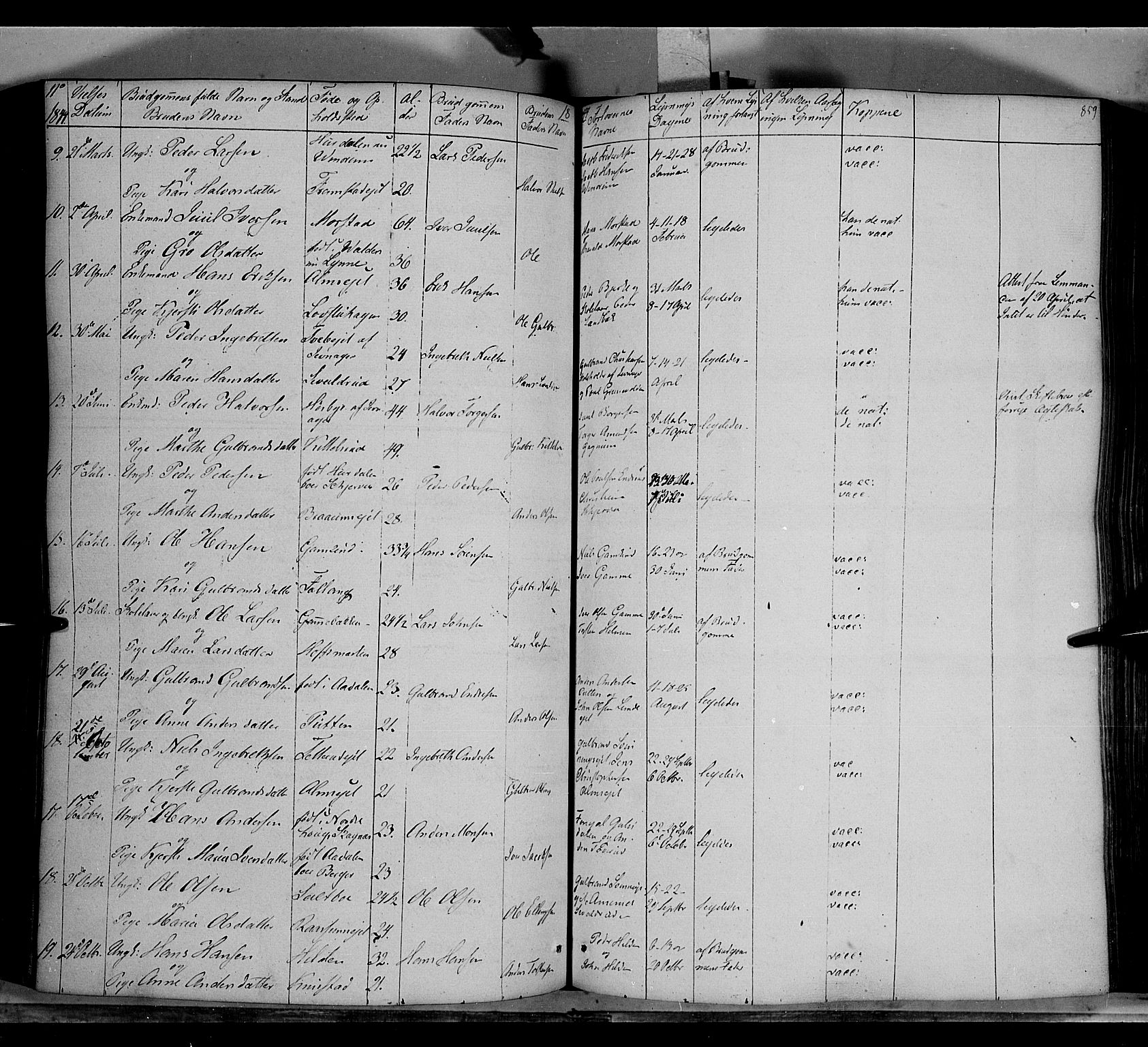Gran prestekontor, SAH/PREST-112/H/Ha/Haa/L0011: Parish register (official) no. 11, 1842-1856, p. 858-859