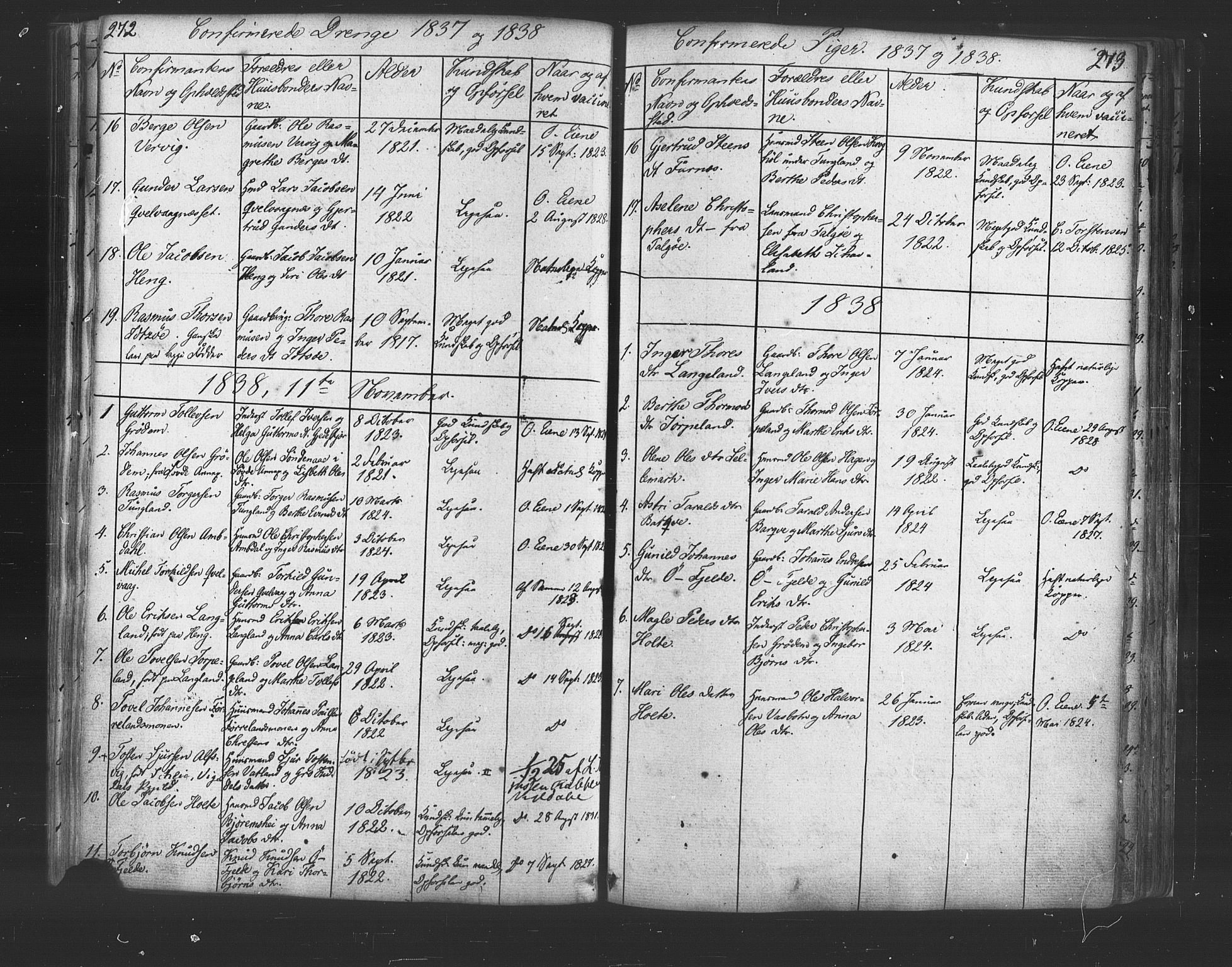 Strand sokneprestkontor, SAST/A-101828/H/Ha/Haa/L0006: Parish register (official) no. A 6, 1834-1854, p. 272-273