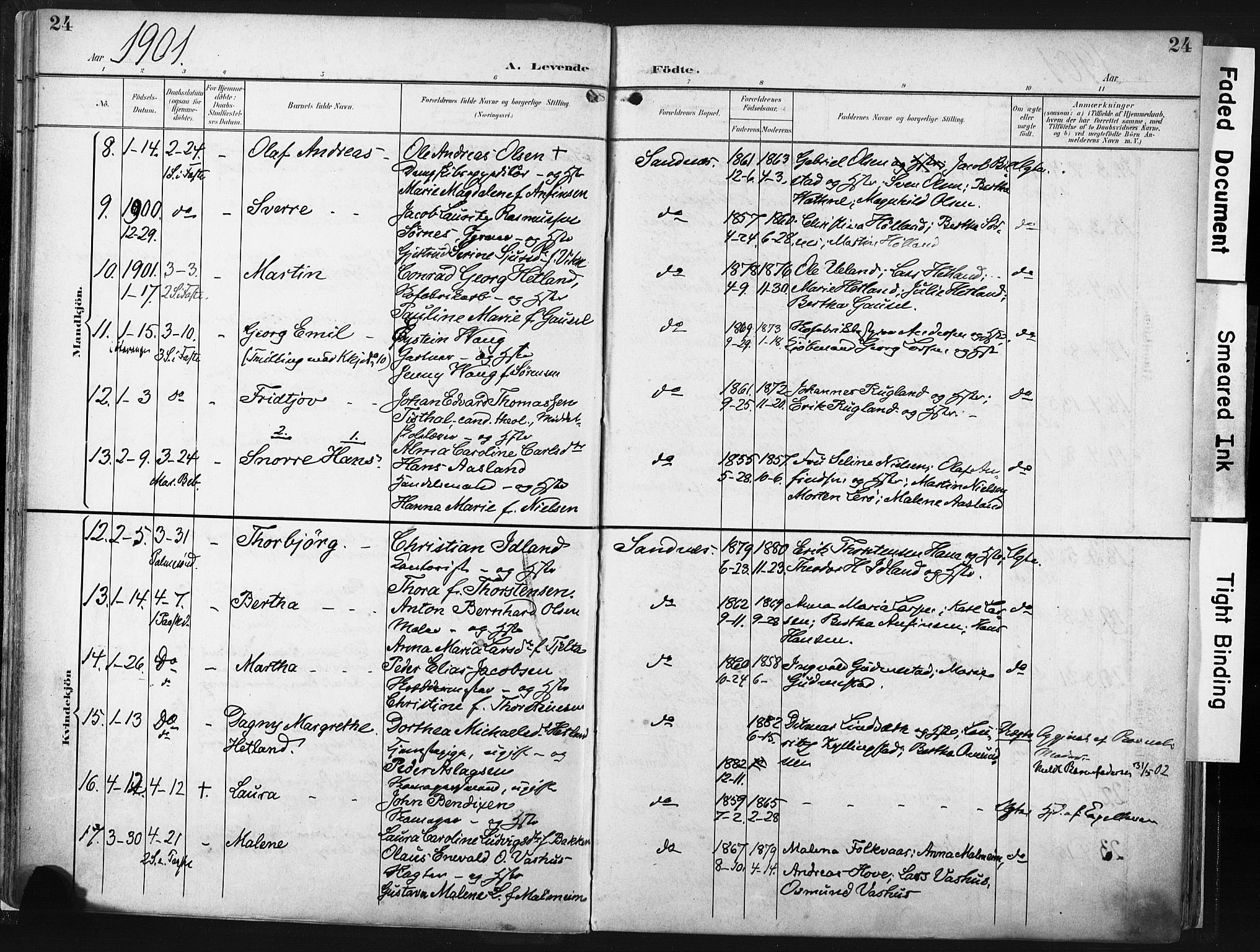 Høyland sokneprestkontor, AV/SAST-A-101799/001/30BA/L0016: Parish register (official) no. A 16, 1899-1911, p. 24