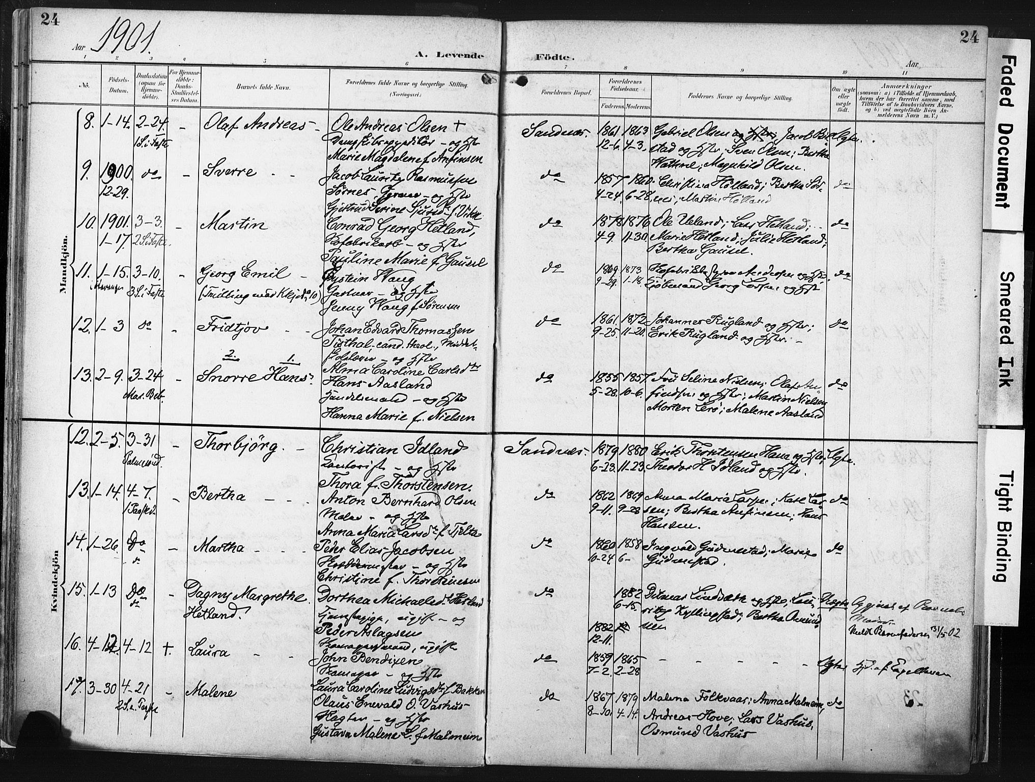 Høyland sokneprestkontor, SAST/A-101799/001/30BA/L0016: Parish register (official) no. A 16, 1899-1911, p. 24