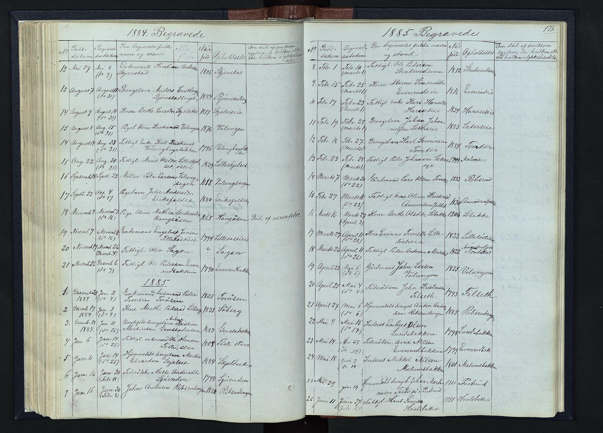 Romedal prestekontor, SAH/PREST-004/L/L0010: Parish register (copy) no. 10, 1860-1895, p. 175