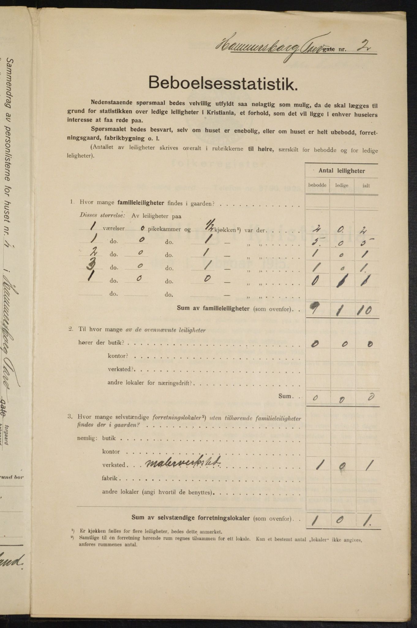 OBA, Municipal Census 1915 for Kristiania, 1915, p. 34017