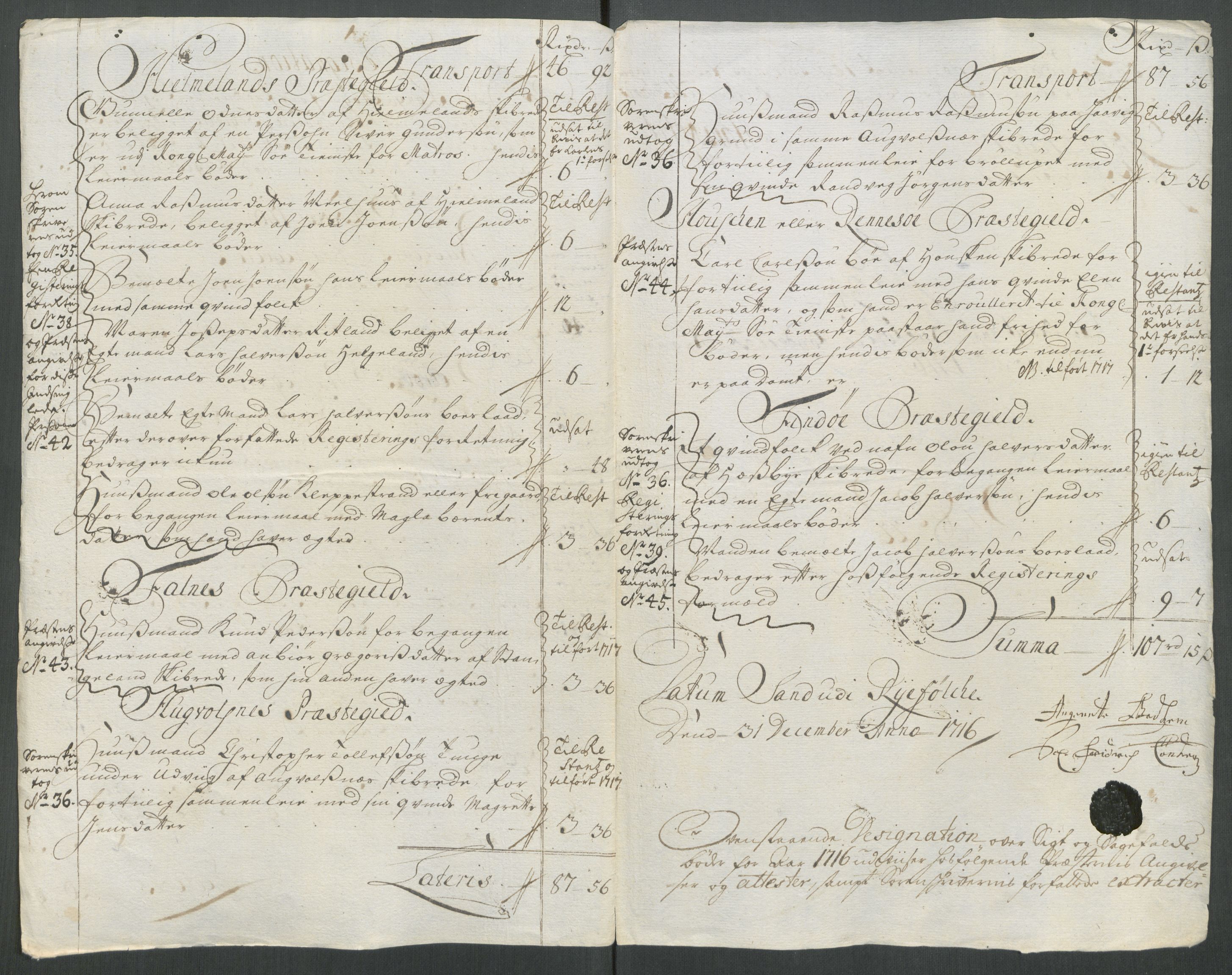 Rentekammeret inntil 1814, Reviderte regnskaper, Fogderegnskap, AV/RA-EA-4092/R47/L2869: Fogderegnskap Ryfylke, 1716, p. 243