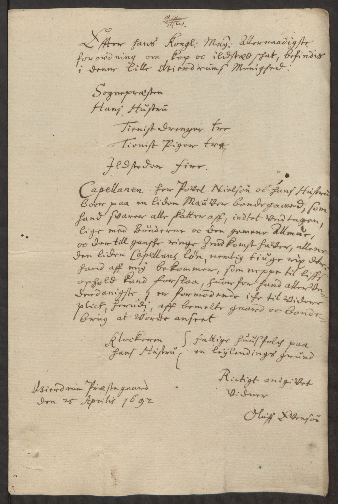 Rentekammeret inntil 1814, Reviderte regnskaper, Fogderegnskap, RA/EA-4092/R12/L0704: Fogderegnskap Øvre Romerike, 1692, p. 258