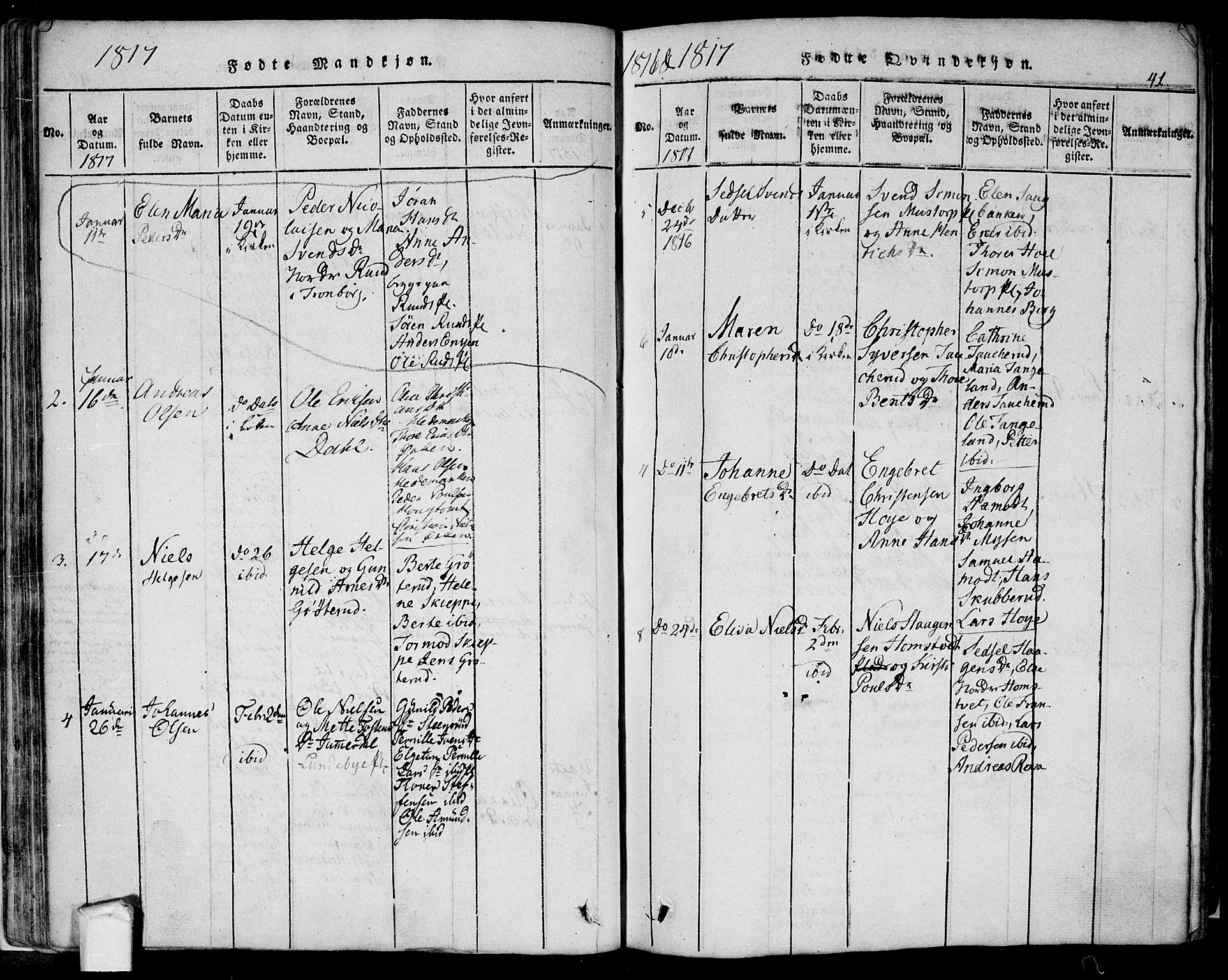 Eidsberg prestekontor Kirkebøker, AV/SAO-A-10905/F/Fa/L0007: Parish register (official) no. I 7, 1814-1832, p. 41