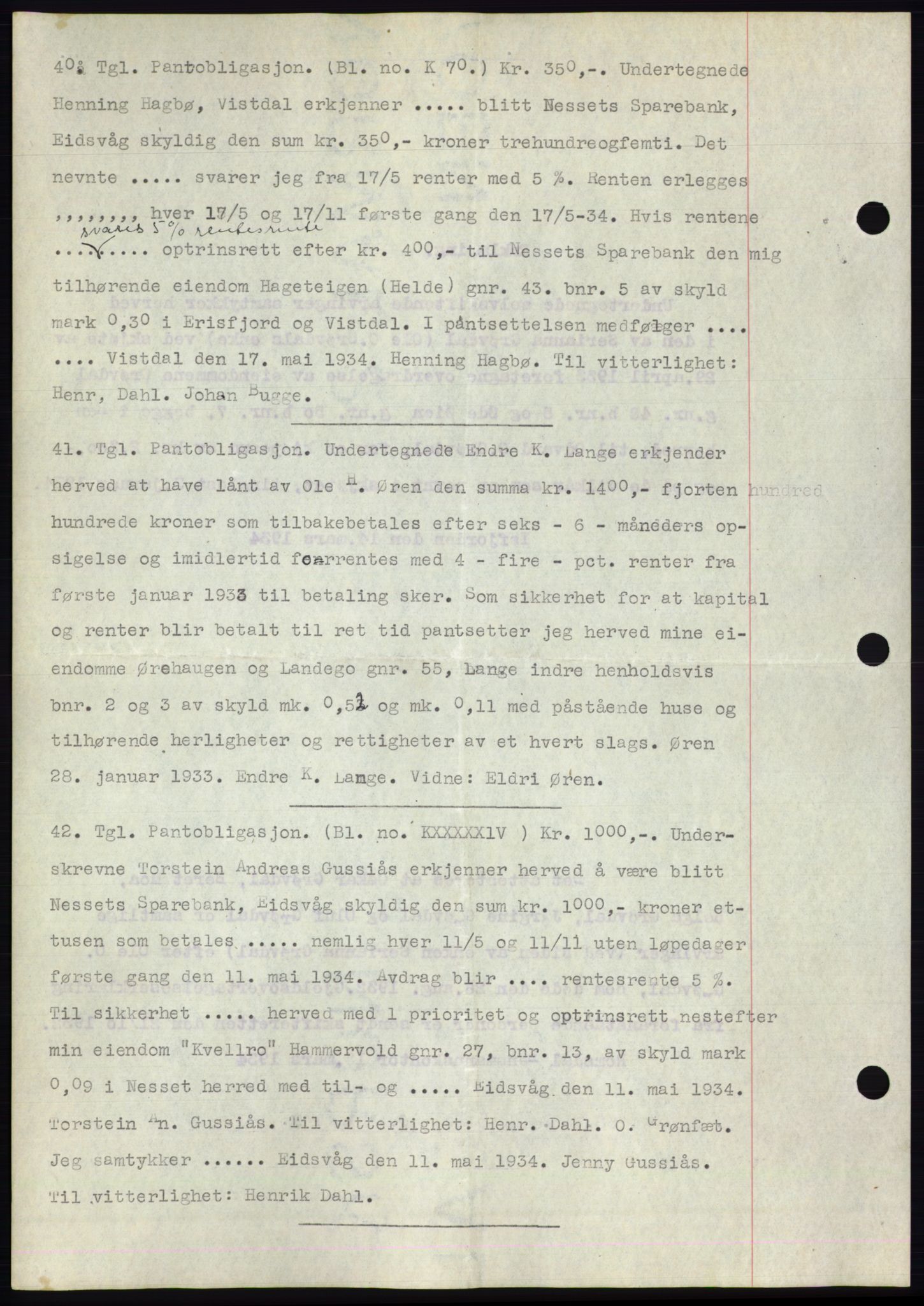 Romsdal sorenskriveri, AV/SAT-A-4149/1/2/2C/L0065: Mortgage book no. 59, 1934-1934, Deed date: 01.06.1934