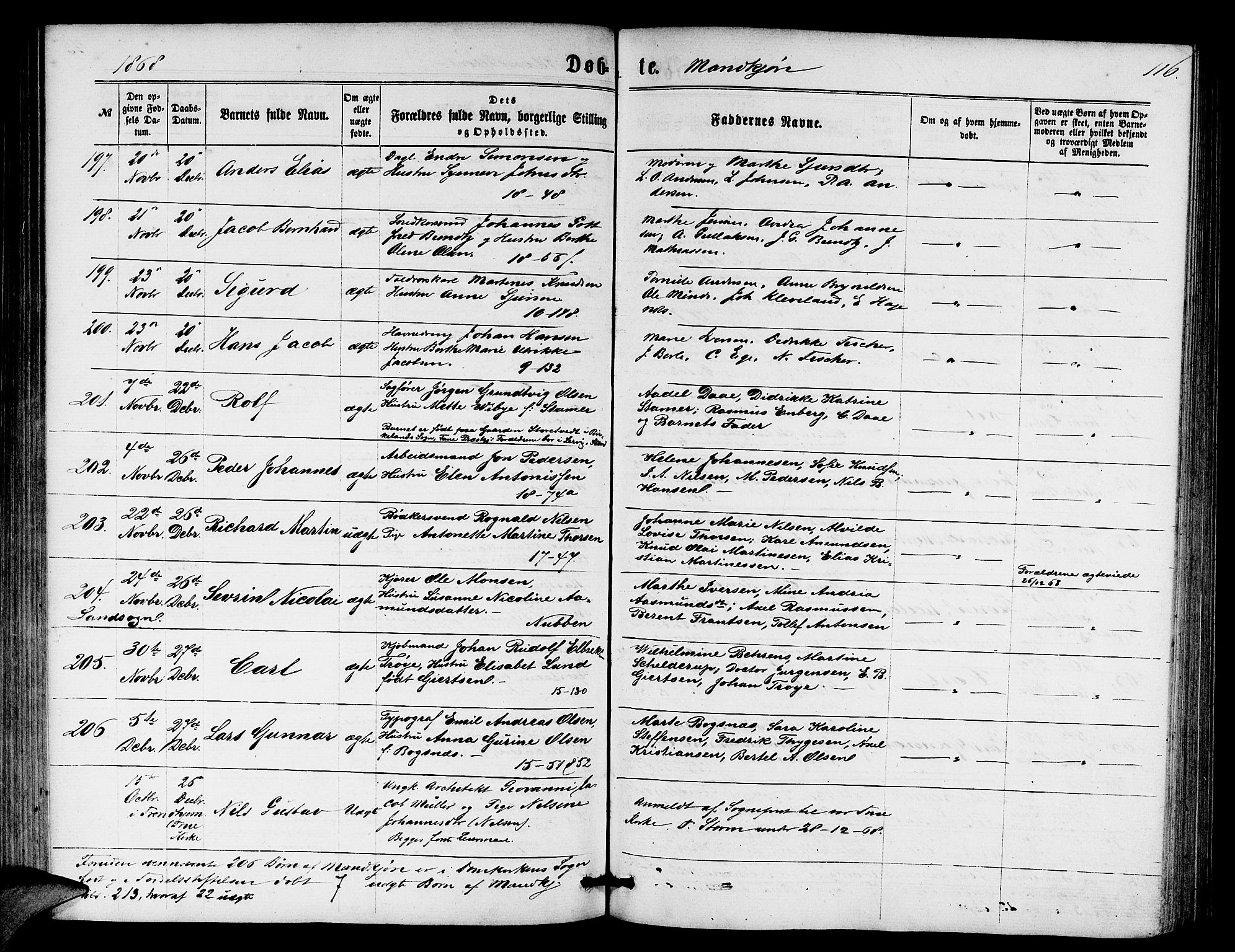 Domkirken sokneprestembete, SAB/A-74801/H/Hab/L0012: Parish register (copy) no. B 5, 1862-1869, p. 116