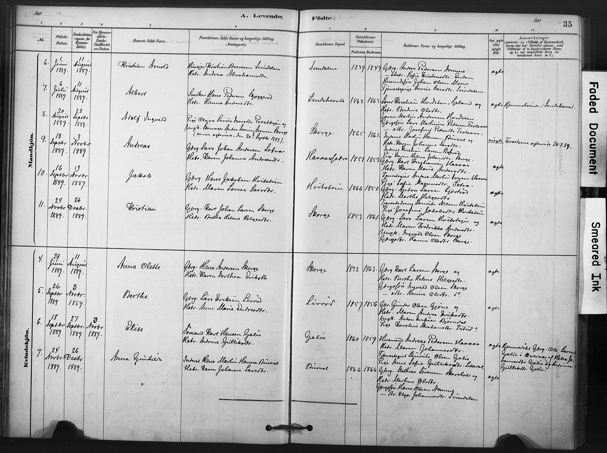 Andebu kirkebøker, AV/SAKO-A-336/F/Fa/L0008: Parish register (official) no. 8, 1878-1902, p. 35