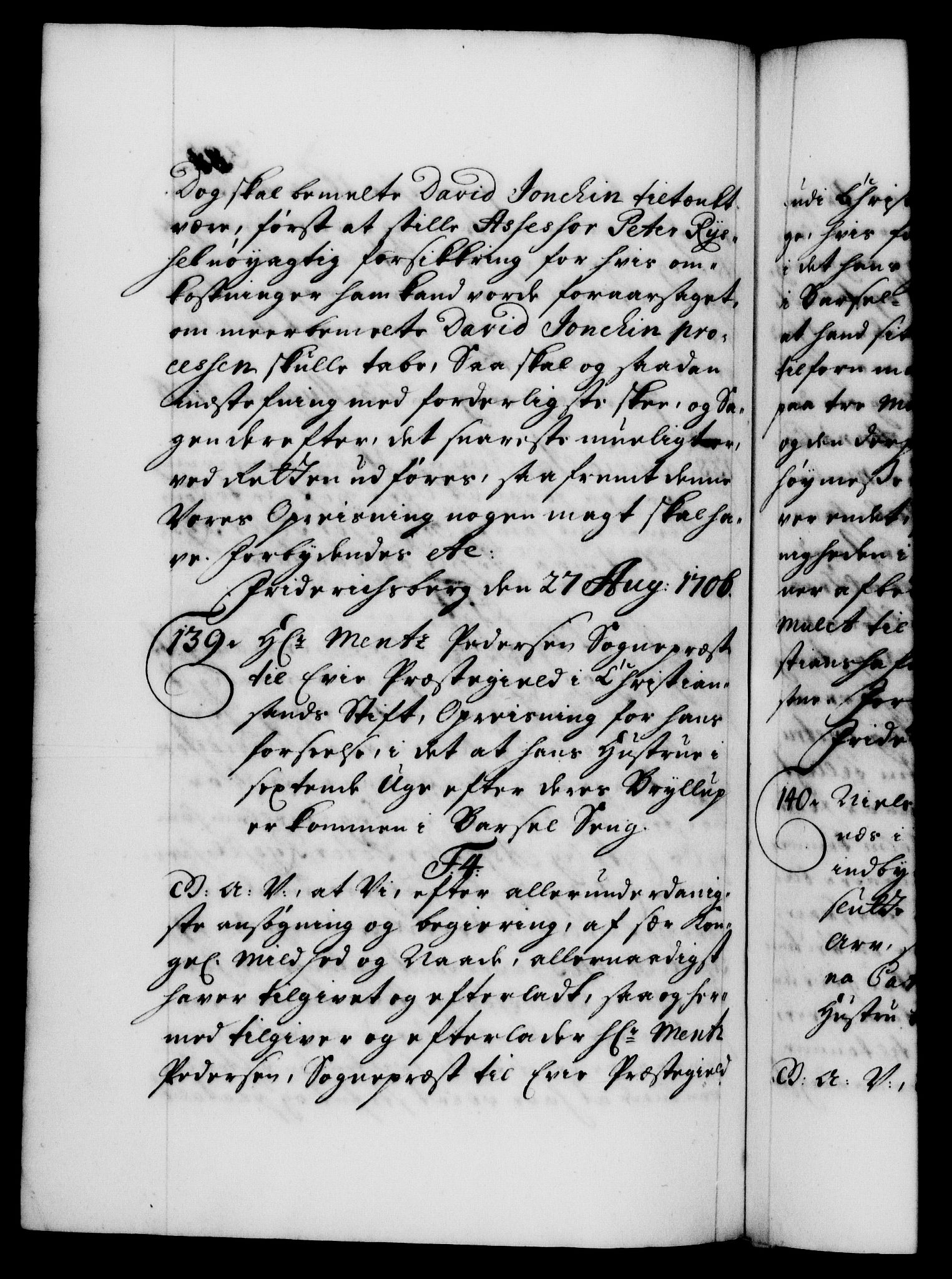 Danske Kanselli 1572-1799, AV/RA-EA-3023/F/Fc/Fca/Fcaa/L0019: Norske registre, 1704-1707, p. 381b