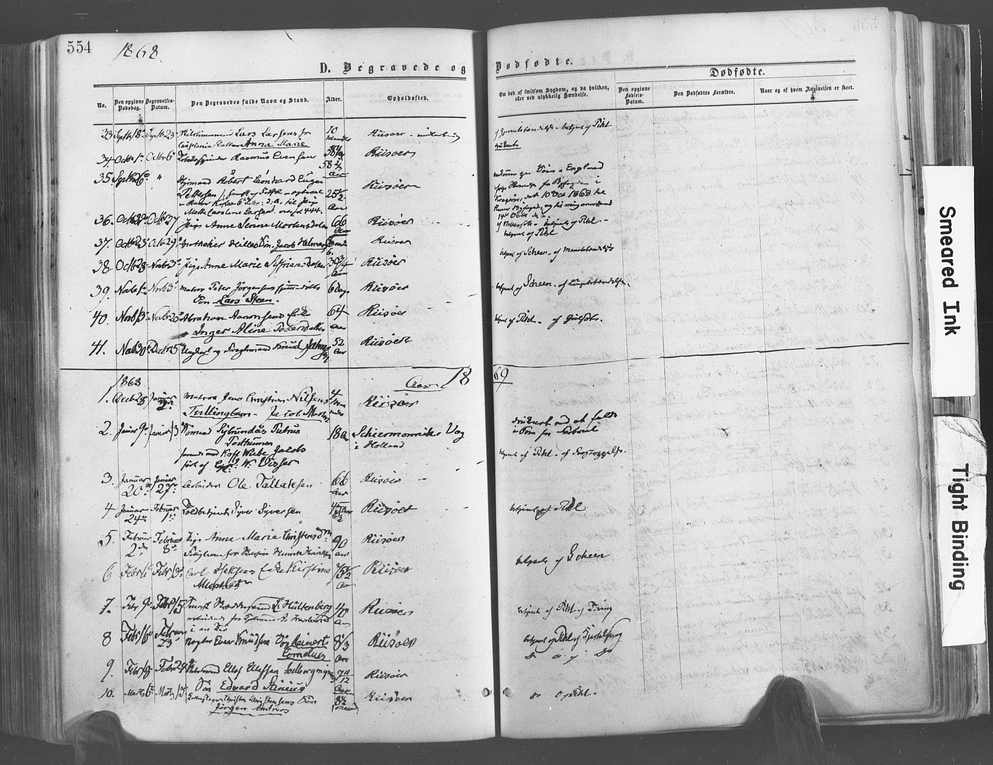 Risør sokneprestkontor, SAK/1111-0035/F/Fa/L0004: Parish register (official) no. A 4, 1865-1882, p. 554