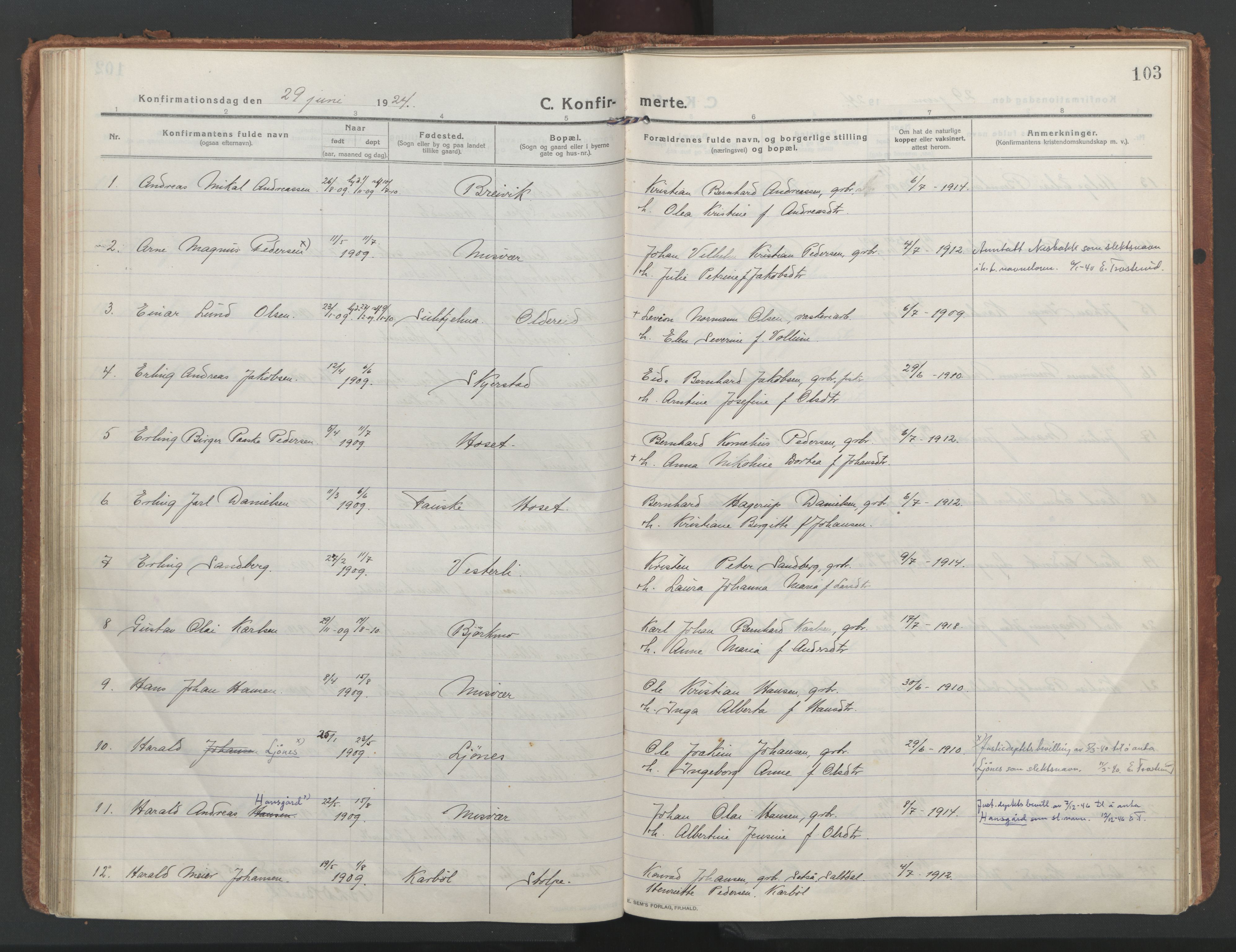 Ministerialprotokoller, klokkerbøker og fødselsregistre - Nordland, SAT/A-1459/852/L0748: Parish register (official) no. 852A18, 1913-1932, p. 103