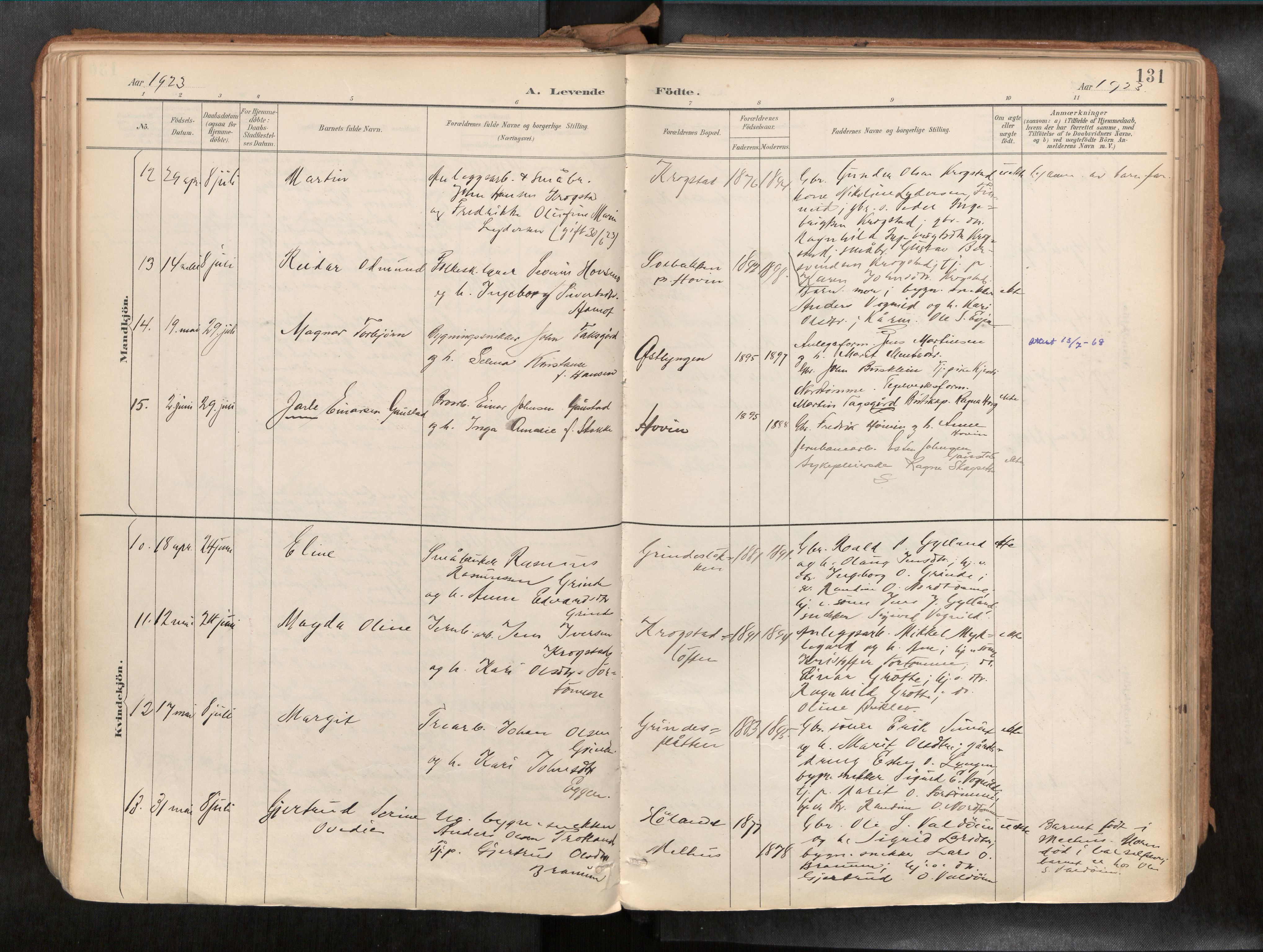 Ministerialprotokoller, klokkerbøker og fødselsregistre - Sør-Trøndelag, SAT/A-1456/692/L1105b: Parish register (official) no. 692A06, 1891-1934, p. 131