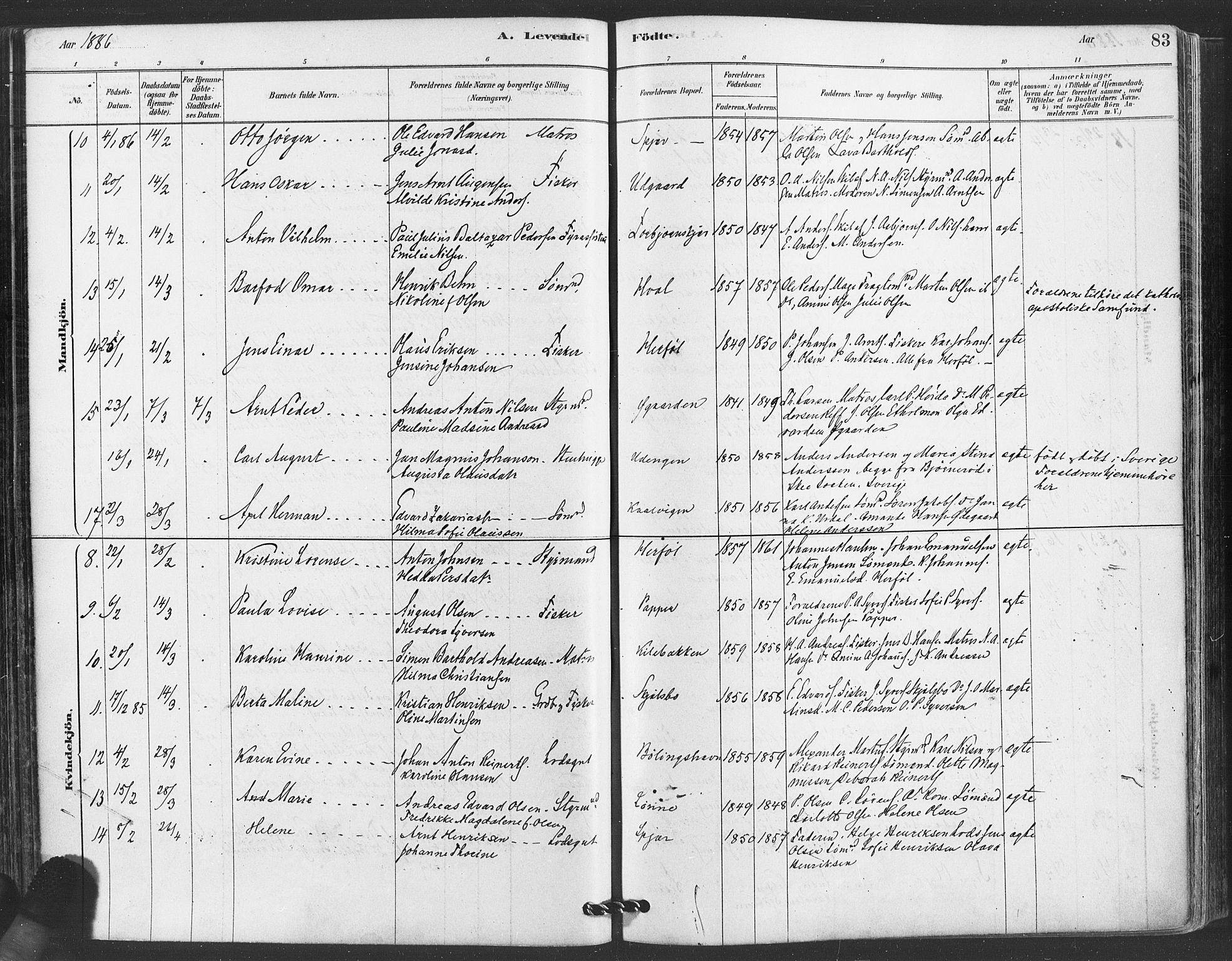 Hvaler prestekontor Kirkebøker, AV/SAO-A-2001/F/Fa/L0008: Parish register (official) no. I 8, 1878-1895, p. 83