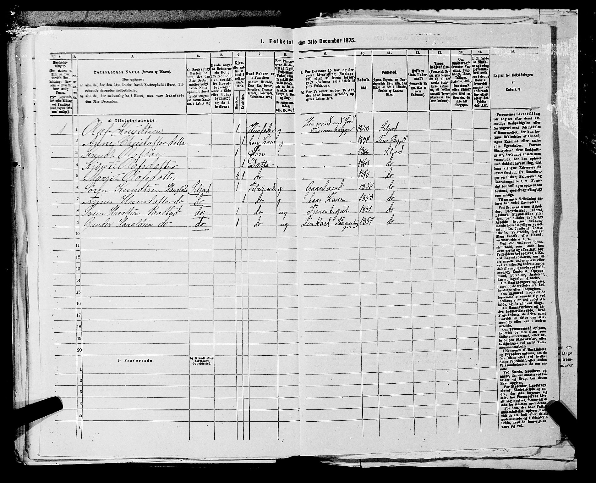 SAKO, 1875 census for 0828P Seljord, 1875, p. 707