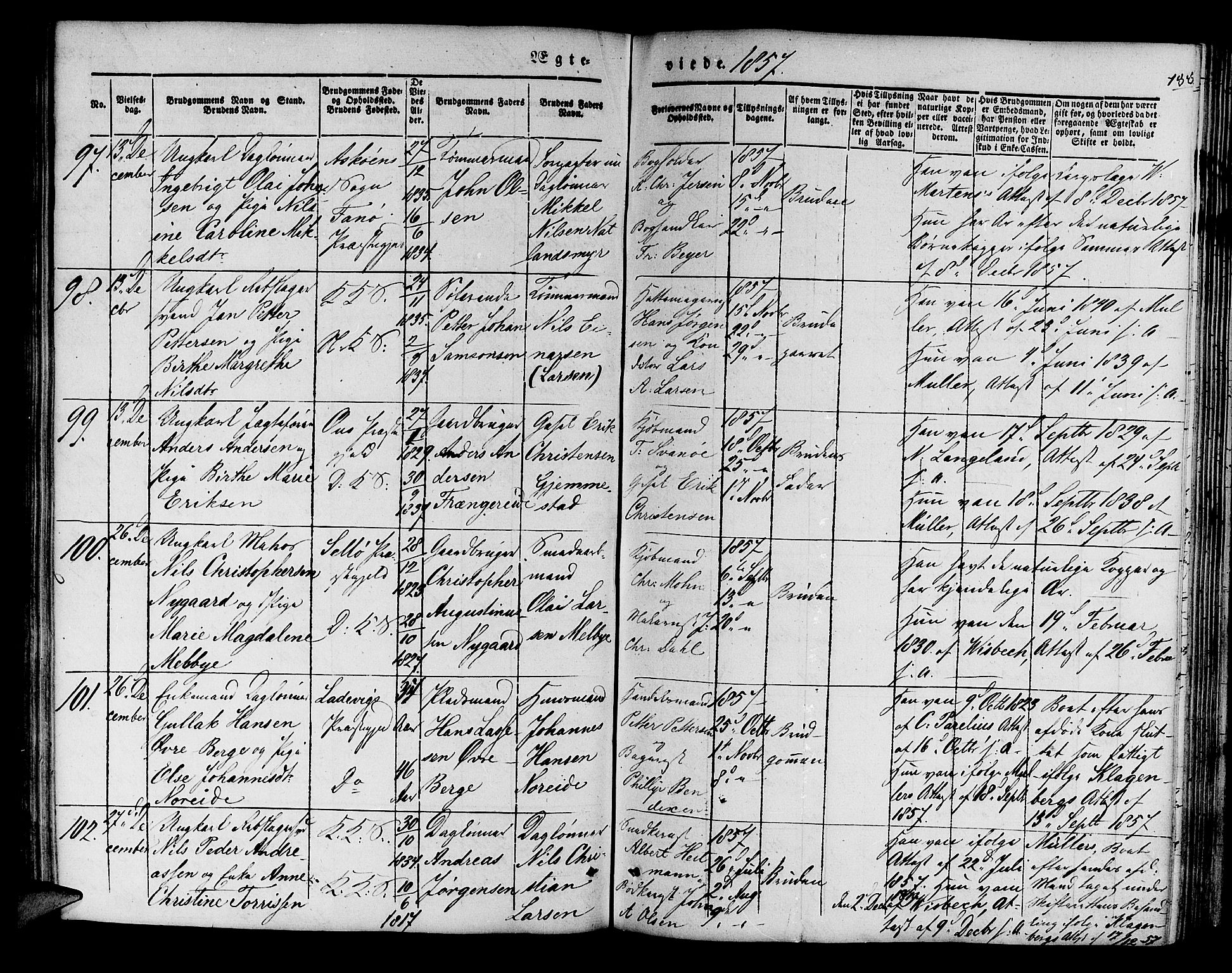 Korskirken sokneprestembete, SAB/A-76101/H/Hab: Parish register (copy) no. D 1, 1840-1867, p. 188