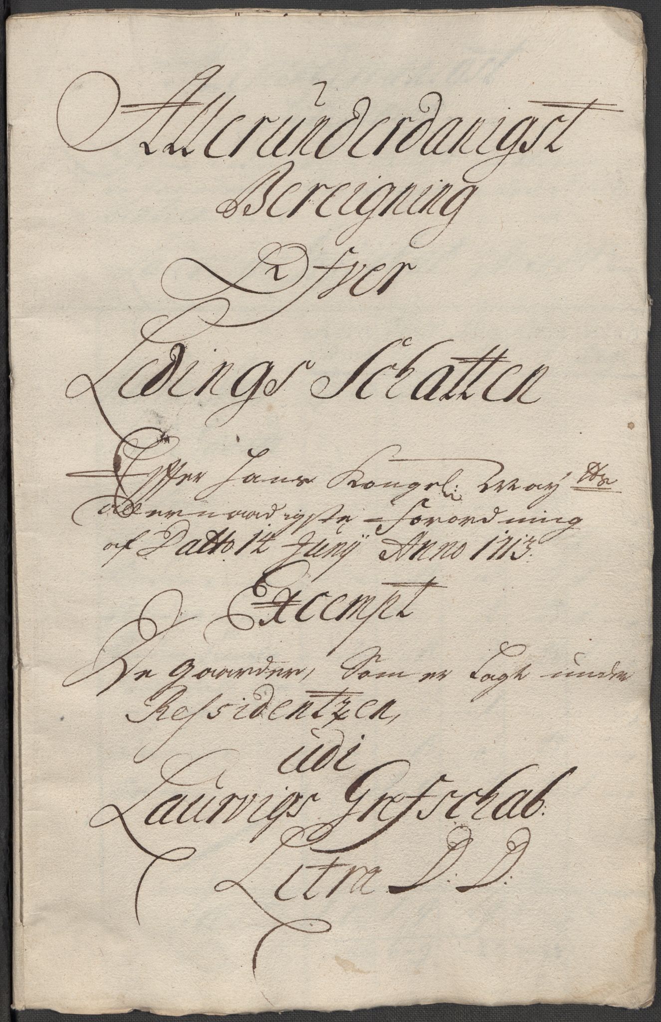 Rentekammeret inntil 1814, Reviderte regnskaper, Fogderegnskap, AV/RA-EA-4092/R33/L1985: Fogderegnskap Larvik grevskap, 1713, p. 290