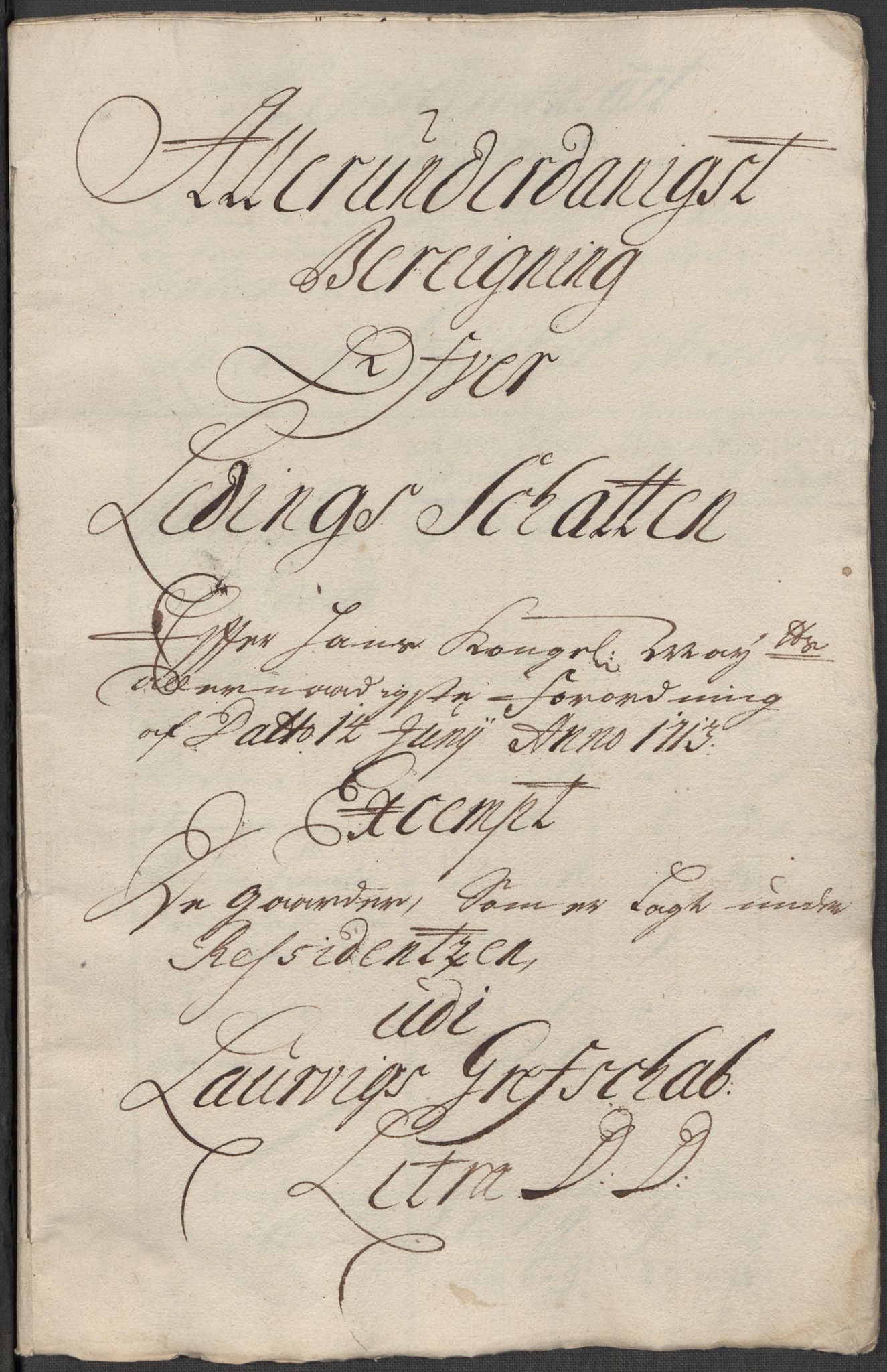 Rentekammeret inntil 1814, Reviderte regnskaper, Fogderegnskap, RA/EA-4092/R33/L1985: Fogderegnskap Larvik grevskap, 1713, p. 290