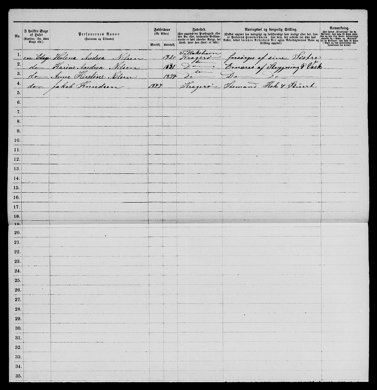 SAKO, 1885 census for 0801 Kragerø, 1885, p. 344