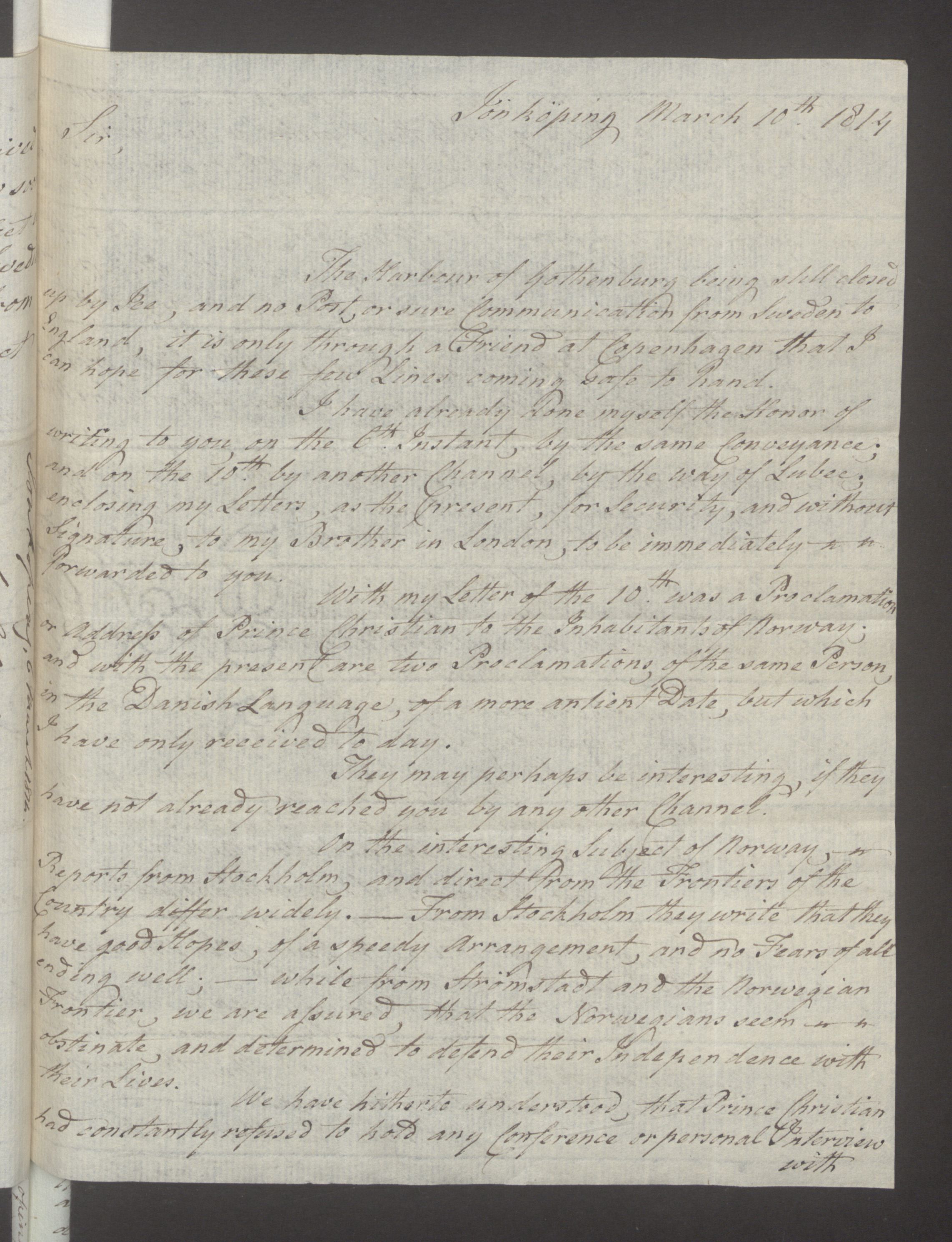 Foreign Office*, UKA/-/FO 38/16: Sir C. Gordon. Reports from Malmö, Jonkoping, and Helsingborg, 1814, p. 22