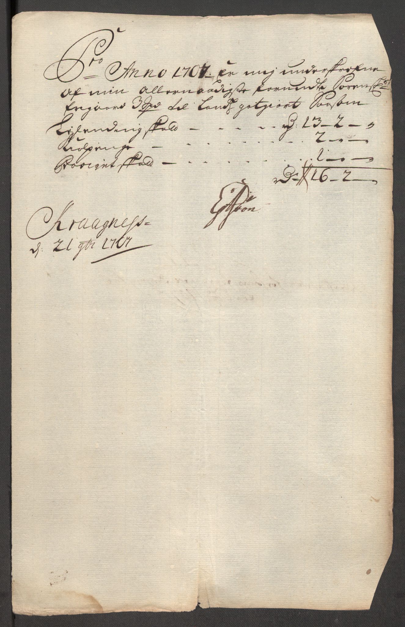 Rentekammeret inntil 1814, Reviderte regnskaper, Fogderegnskap, AV/RA-EA-4092/R57/L3857: Fogderegnskap Fosen, 1706-1707, p. 412