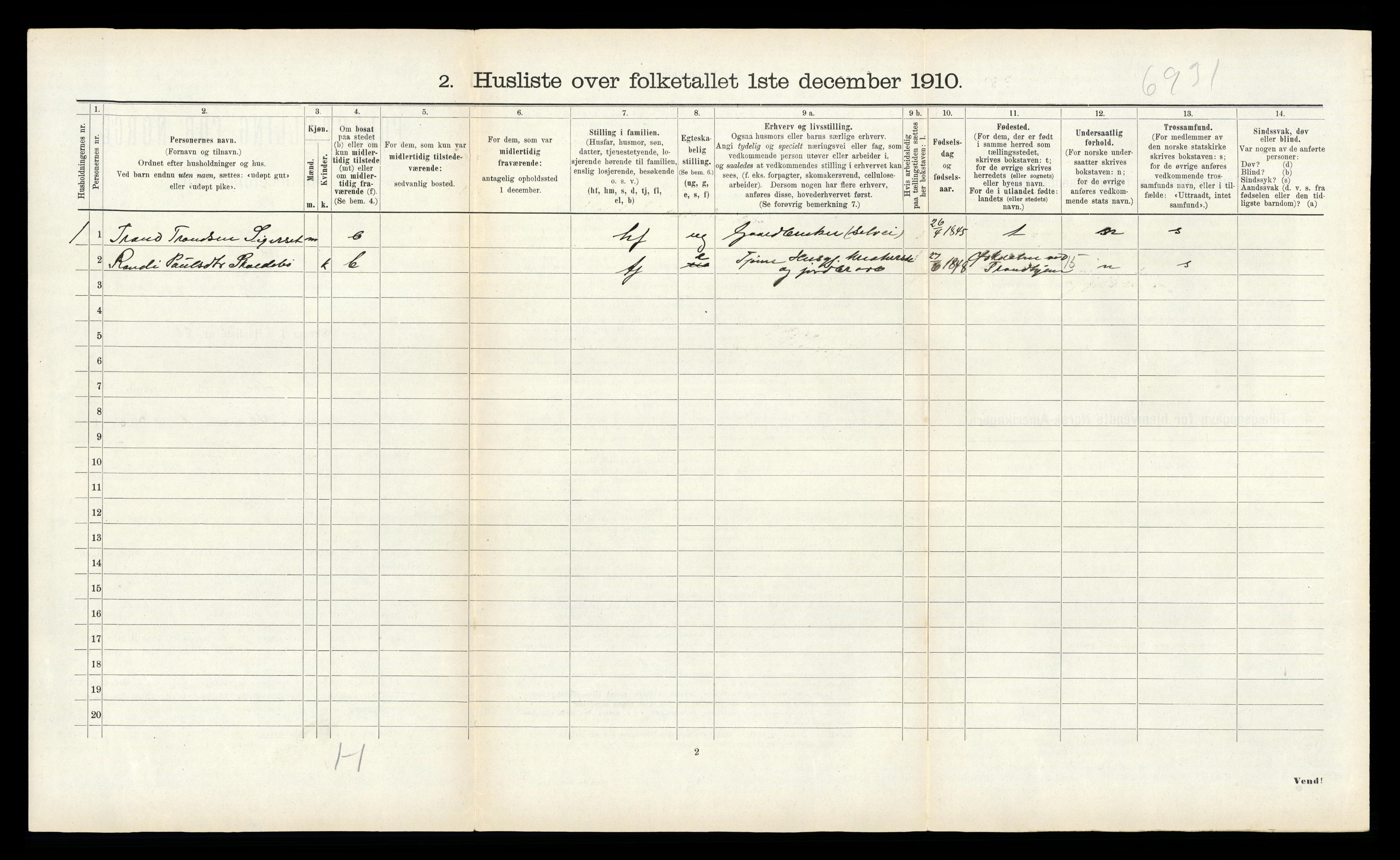 RA, 1910 census for Bolsøy, 1910, p. 736