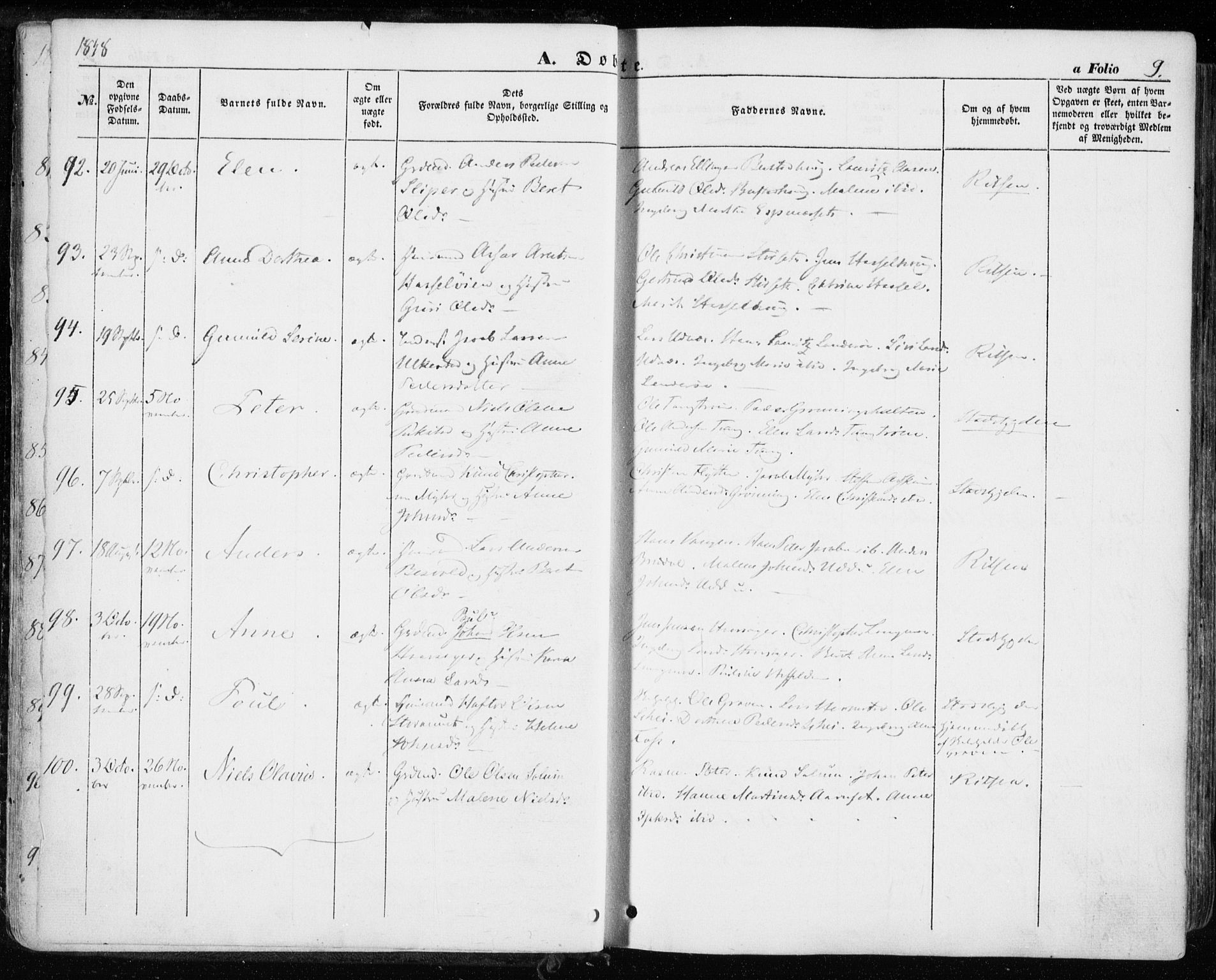 Ministerialprotokoller, klokkerbøker og fødselsregistre - Sør-Trøndelag, SAT/A-1456/646/L0611: Parish register (official) no. 646A09, 1848-1857, p. 9
