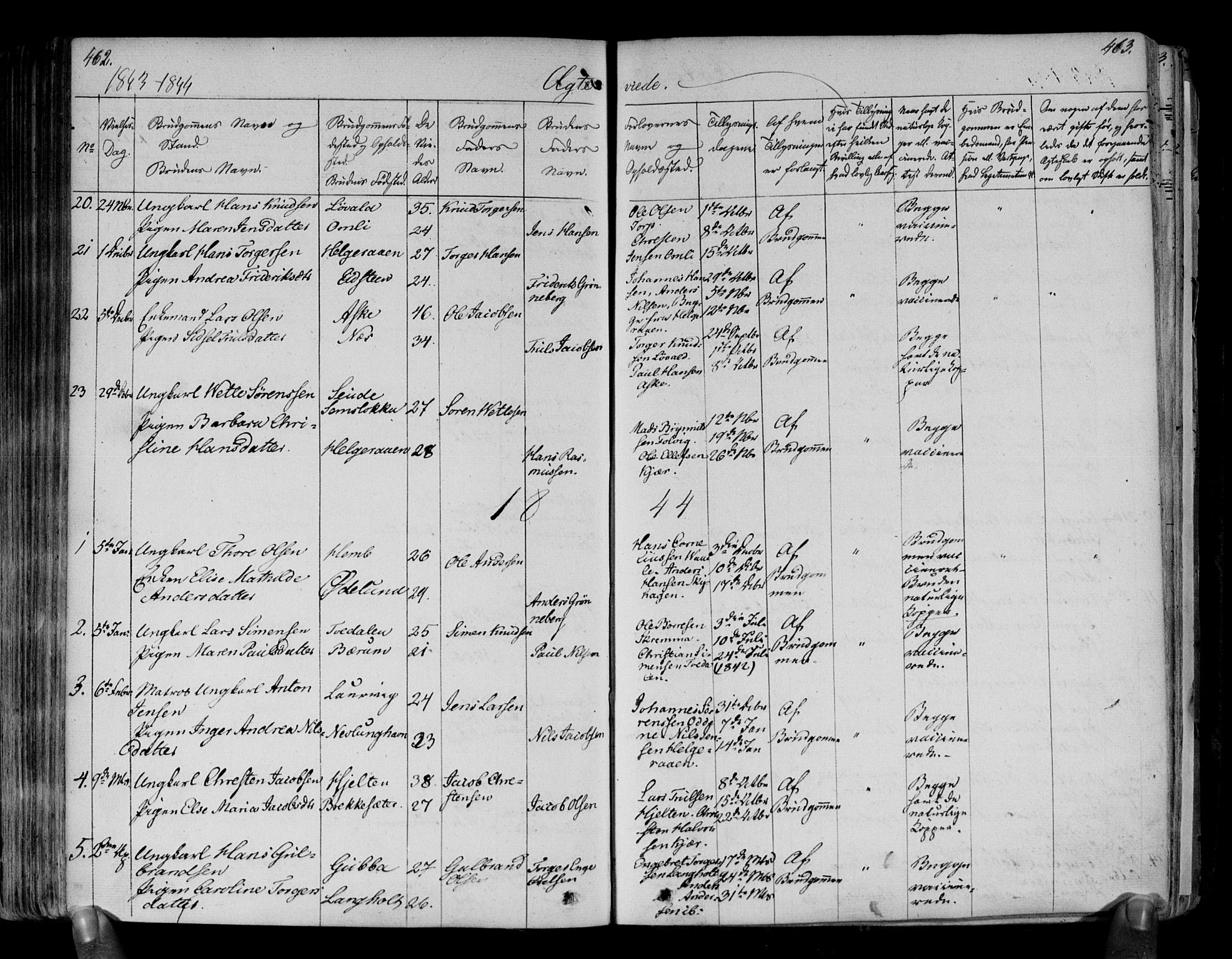 Brunlanes kirkebøker, SAKO/A-342/F/Fa/L0003: Parish register (official) no. I 3, 1834-1845, p. 462-463