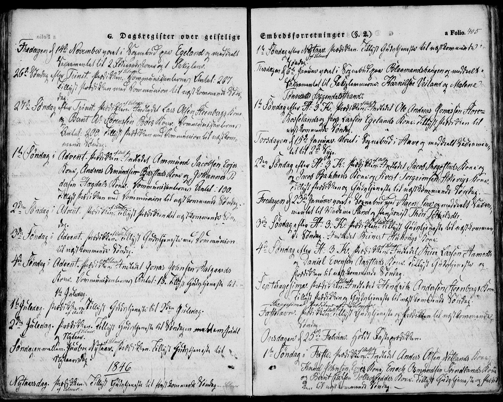 Sokndal sokneprestkontor, SAST/A-101808: Parish register (official) no. A 8.2, 1842-1857, p. 405