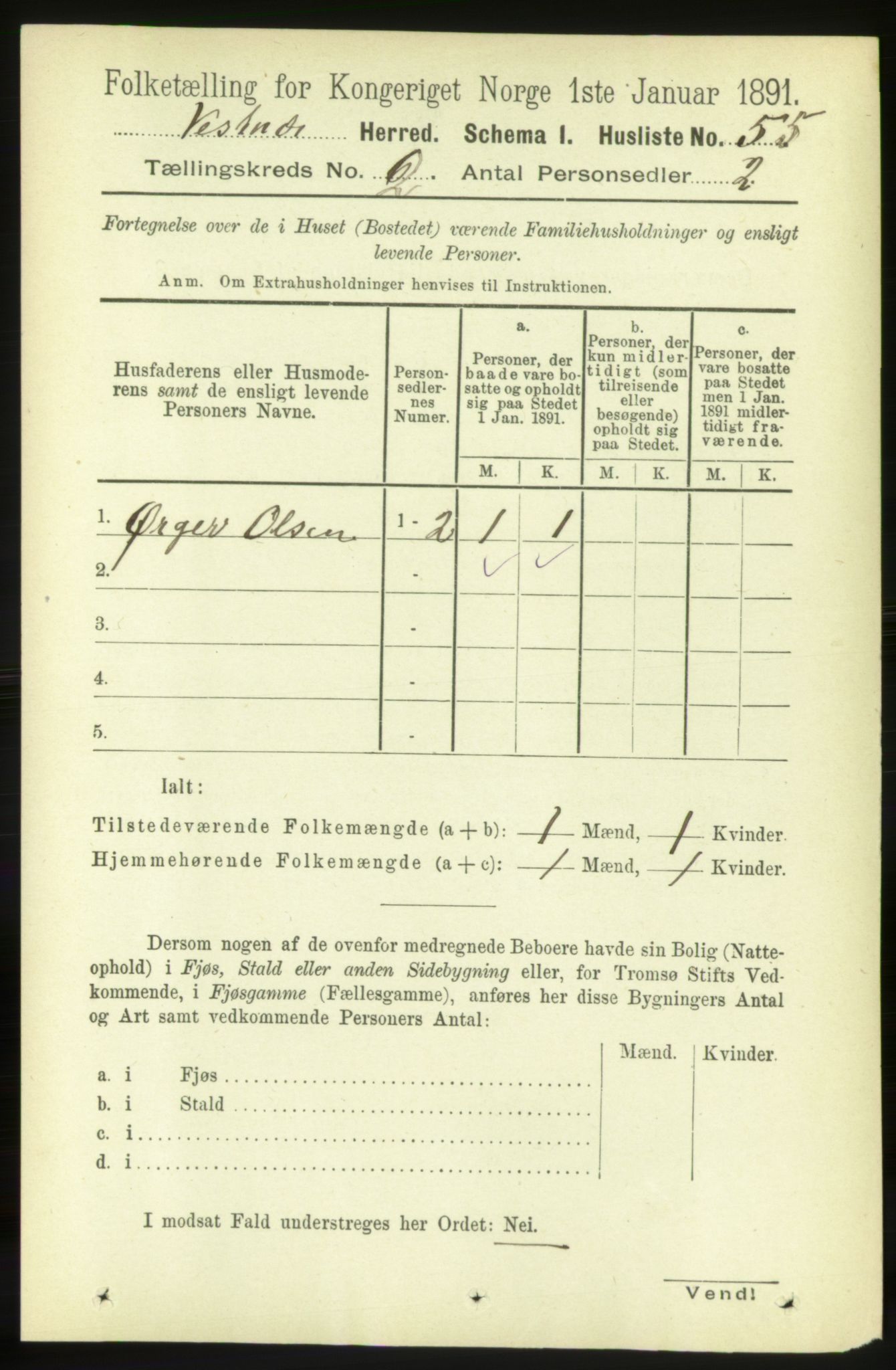 RA, 1891 census for 1535 Vestnes, 1891, p. 368
