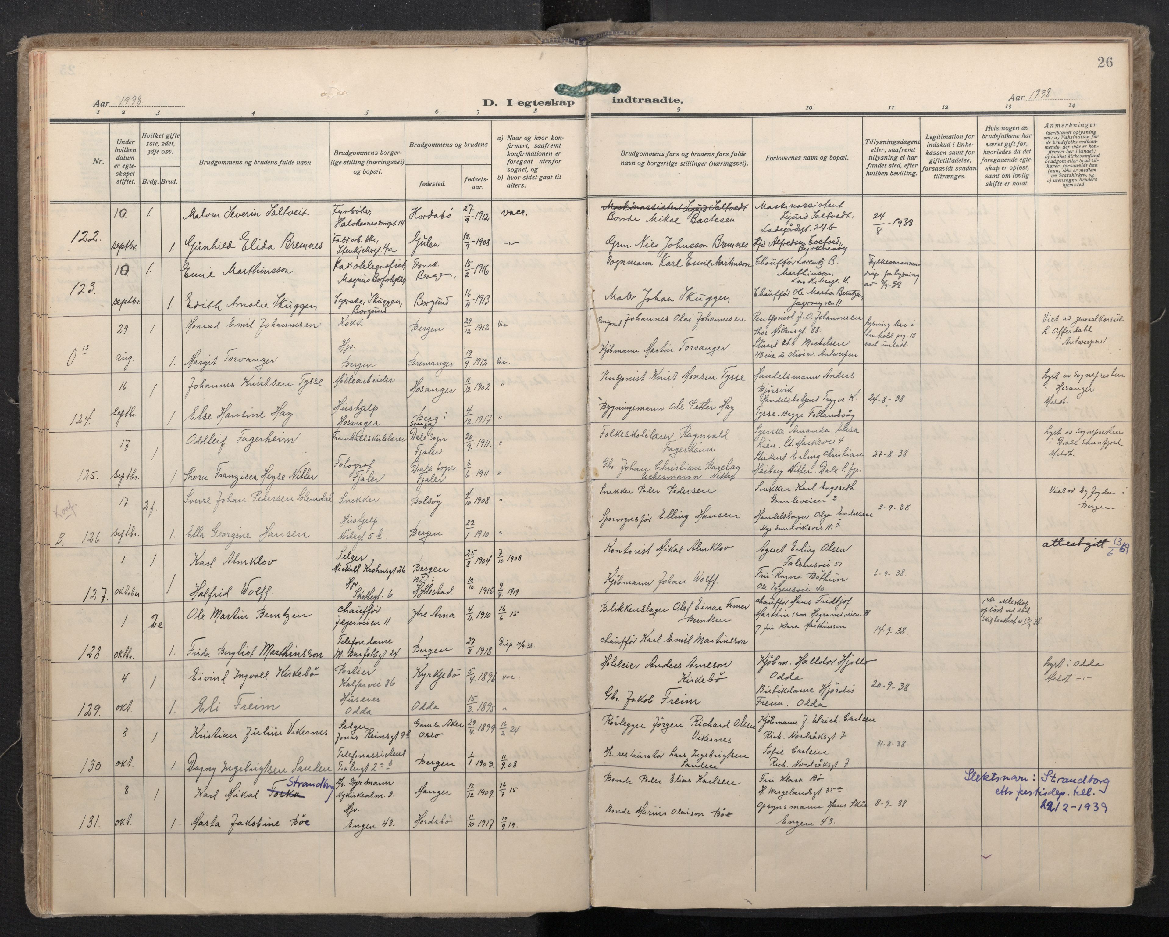 Domkirken sokneprestembete, AV/SAB-A-74801/H/Haa: Parish register (official) no. D 7, 1937-1950, p. 25b-26a