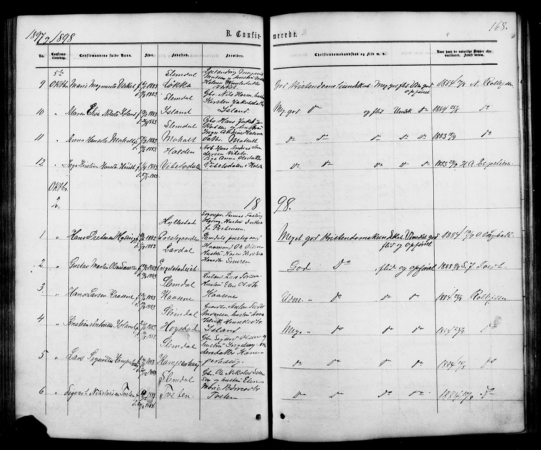 Siljan kirkebøker, SAKO/A-300/G/Ga/L0002: Parish register (copy) no. 2, 1864-1908, p. 168