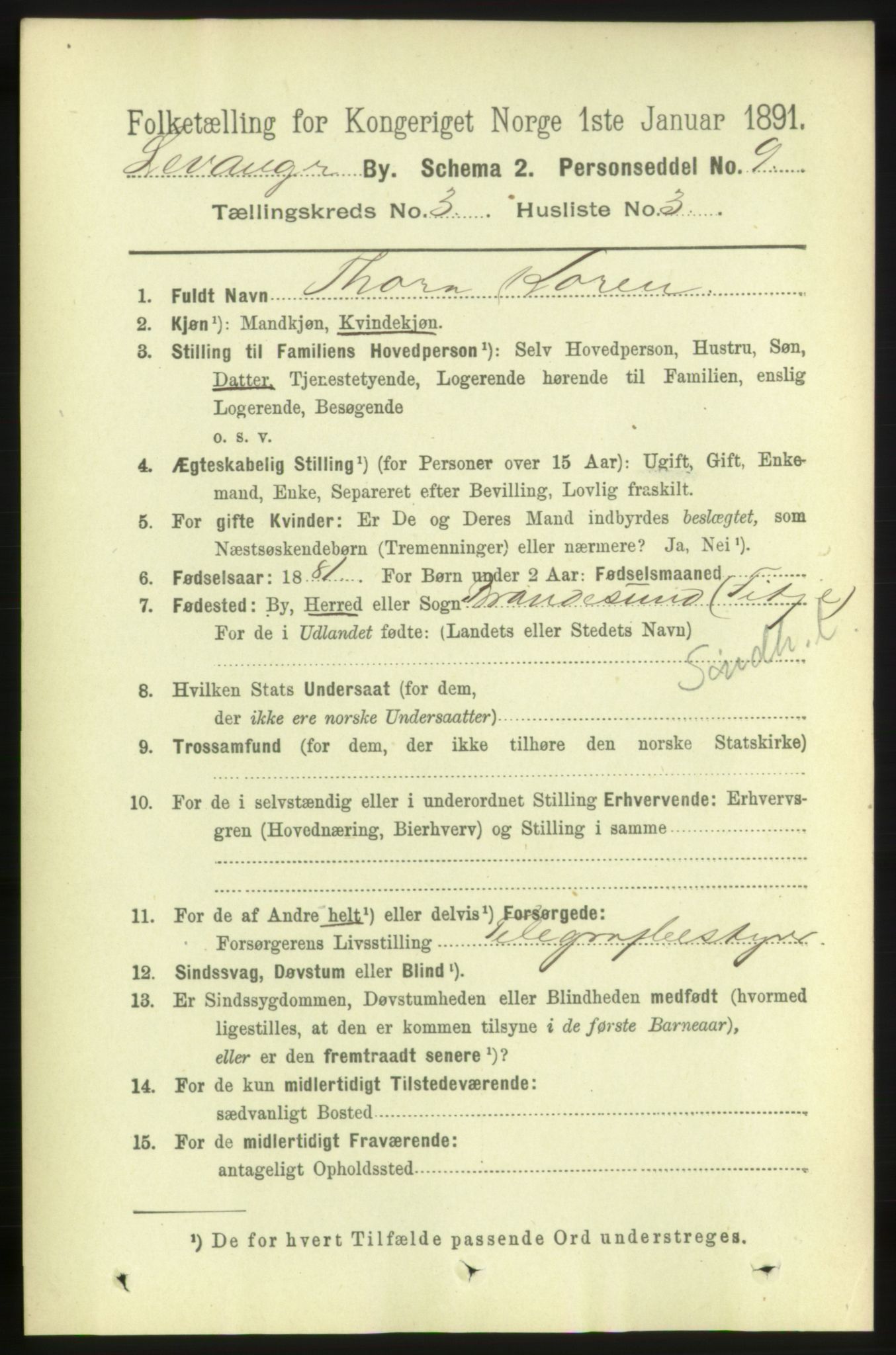 RA, 1891 census for 1701 Levanger, 1891, p. 973