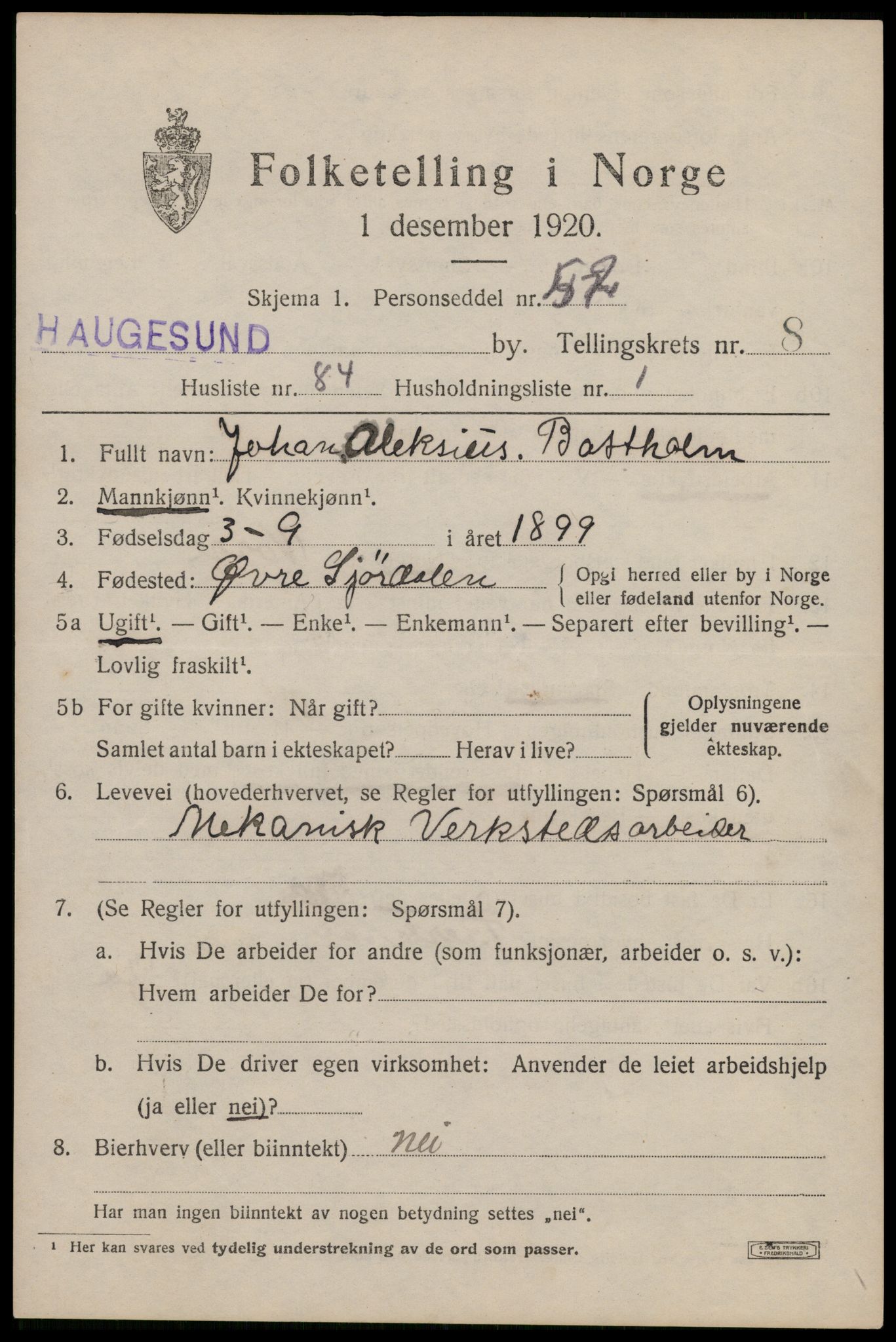 SAST, 1920 census for Haugesund, 1920, p. 29039