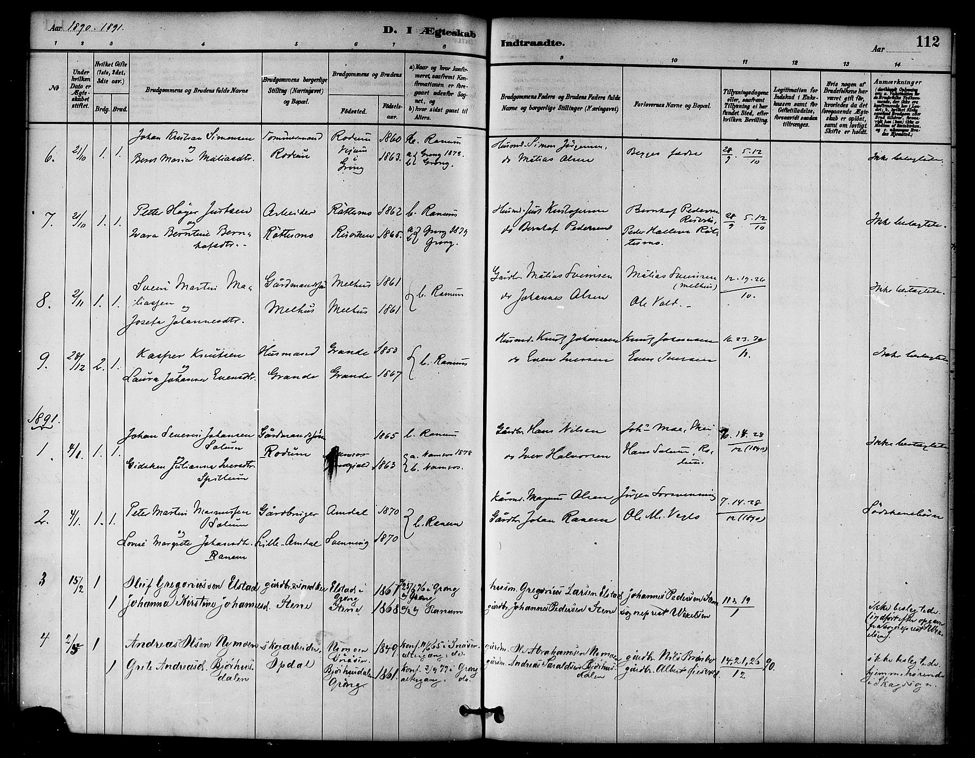 Ministerialprotokoller, klokkerbøker og fødselsregistre - Nord-Trøndelag, SAT/A-1458/764/L0555: Parish register (official) no. 764A10, 1881-1896, p. 112